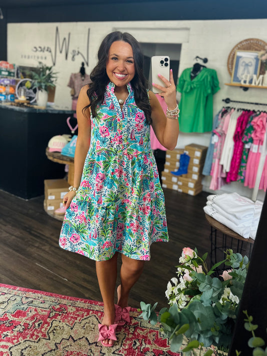 The Skye White Coastal Tiered Sleeveless Dress