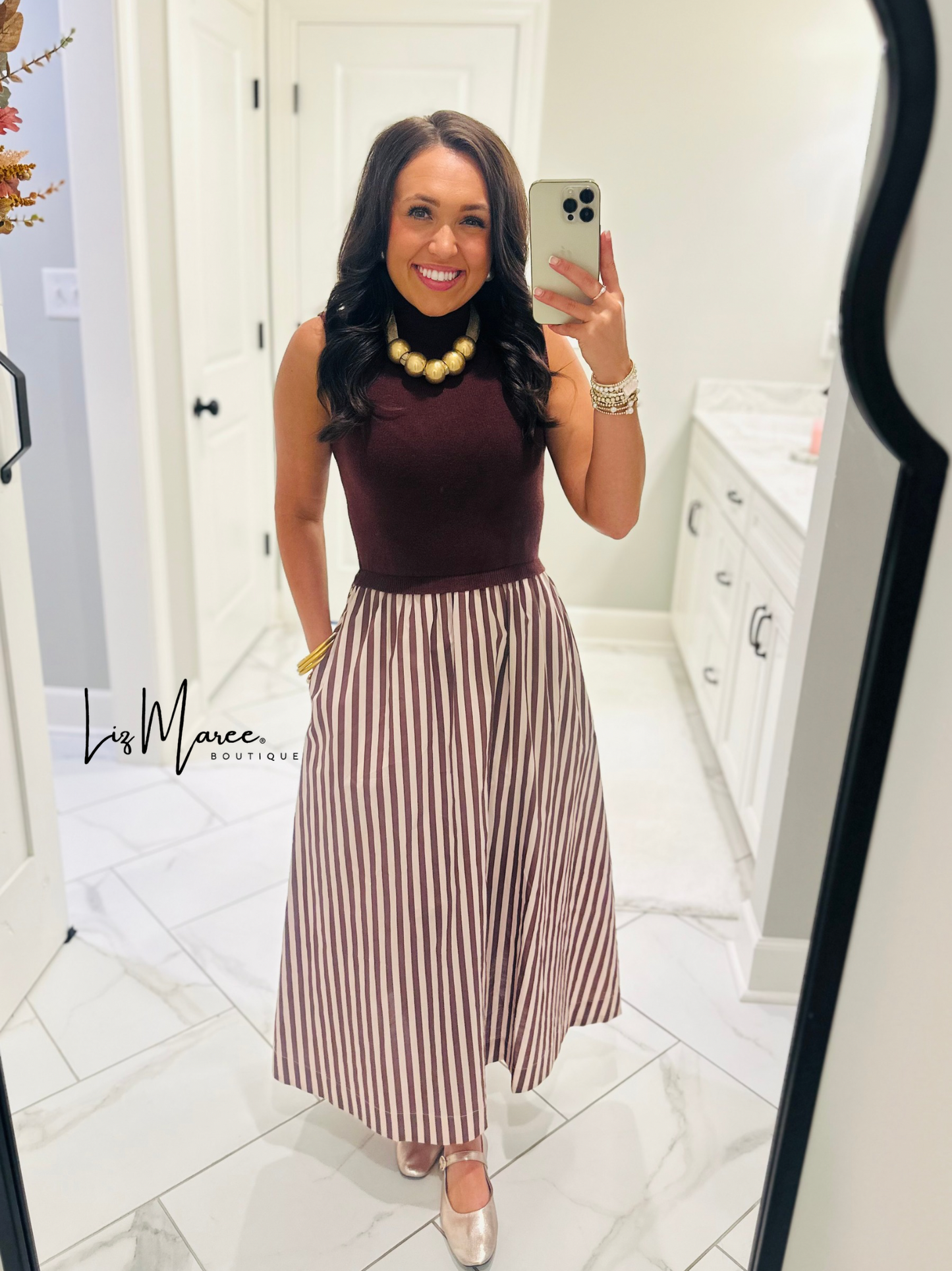 The Hartley Brown Sleeveless Midi Dress