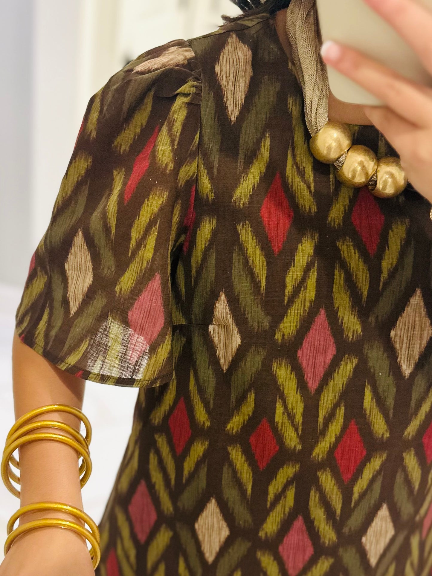 The Madeline Chocolate Brown Geometric Maxi Dress