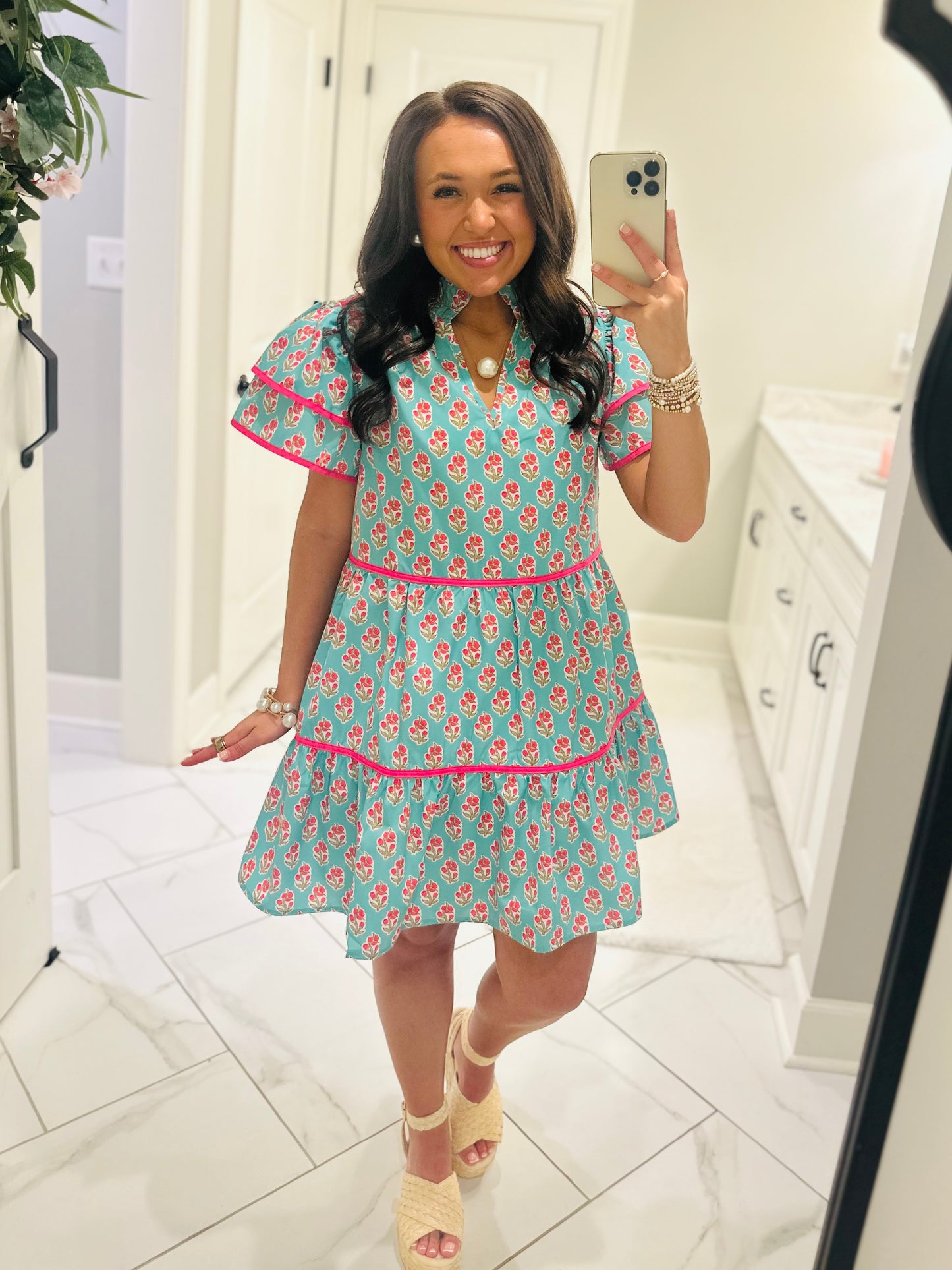 The Valerie Green + Pink Floral Dress