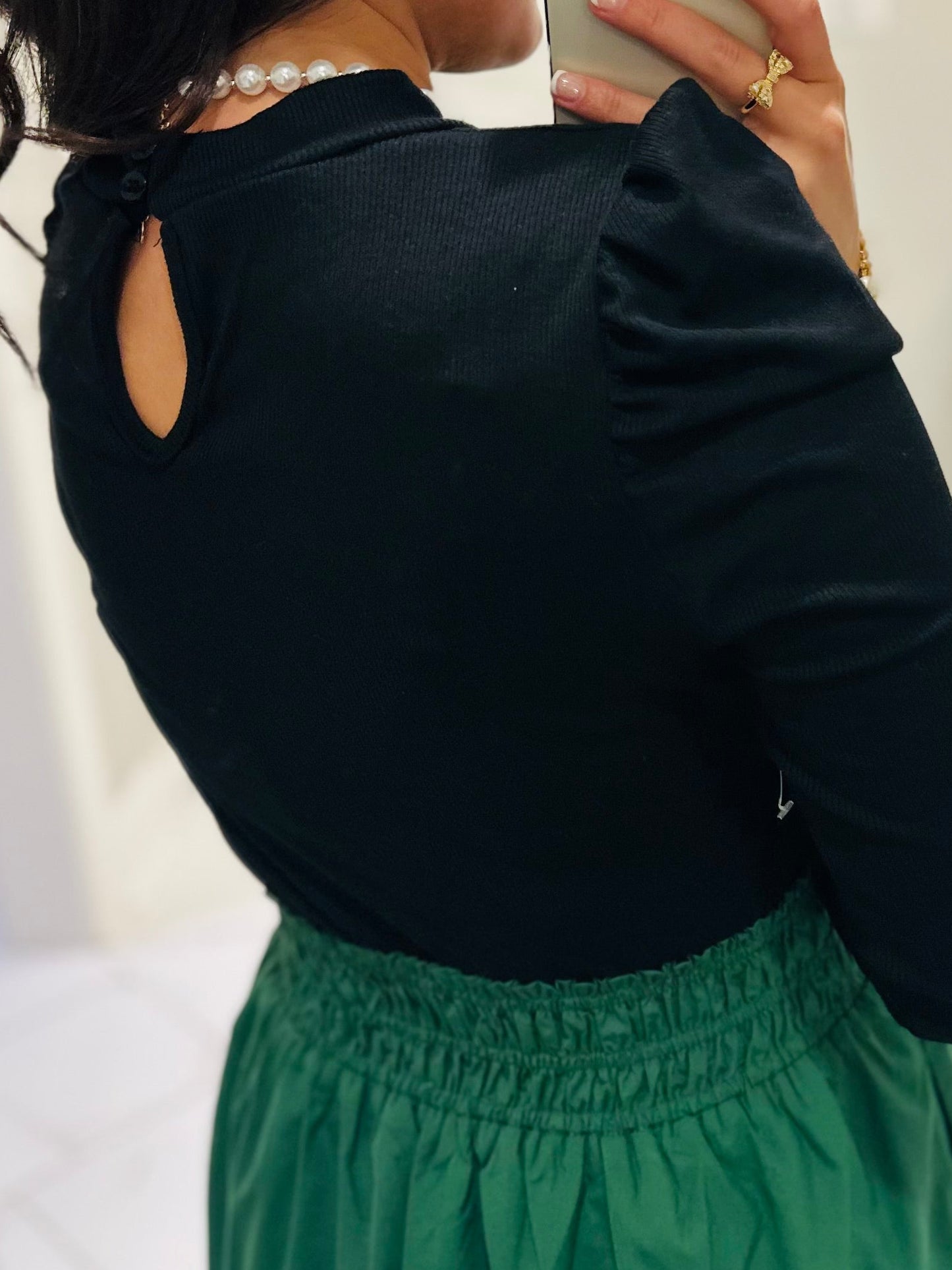 The Neva Black Puff Sleeve Top