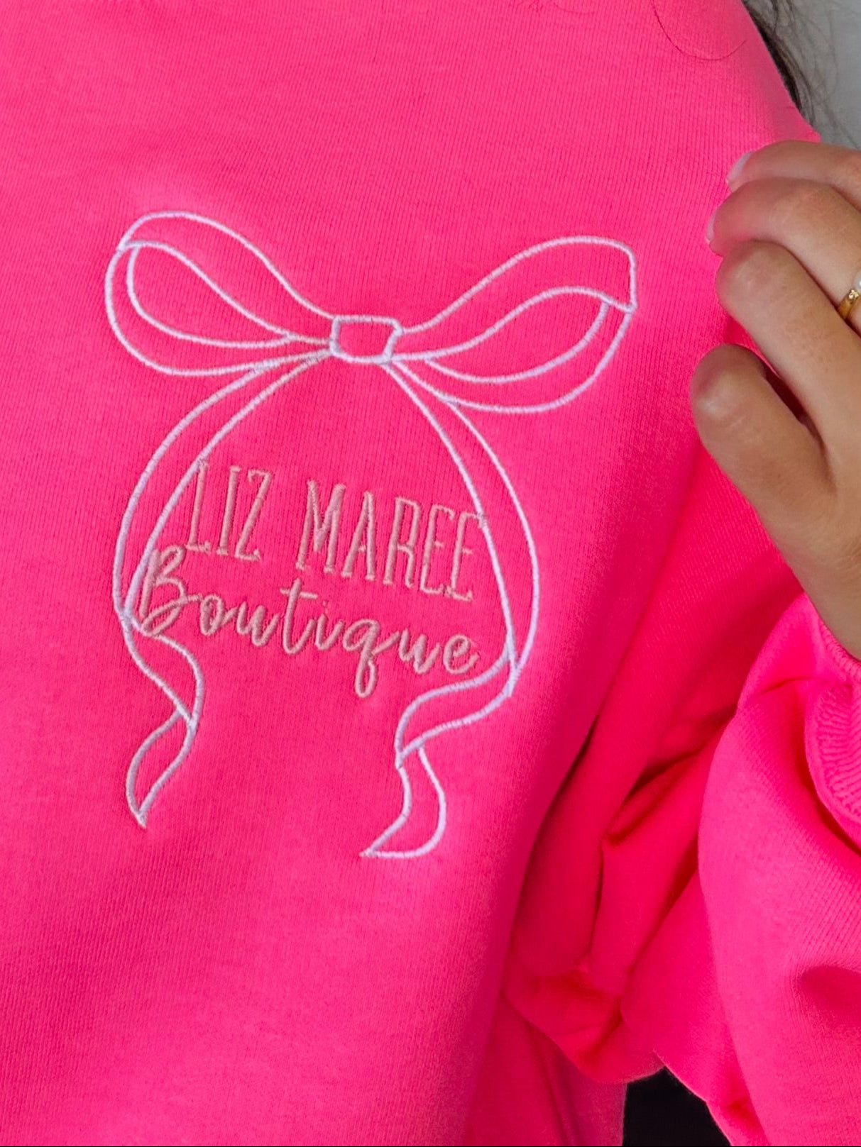 The Liz Maree Boutique Neon Pink Embroidered Sweatshirt