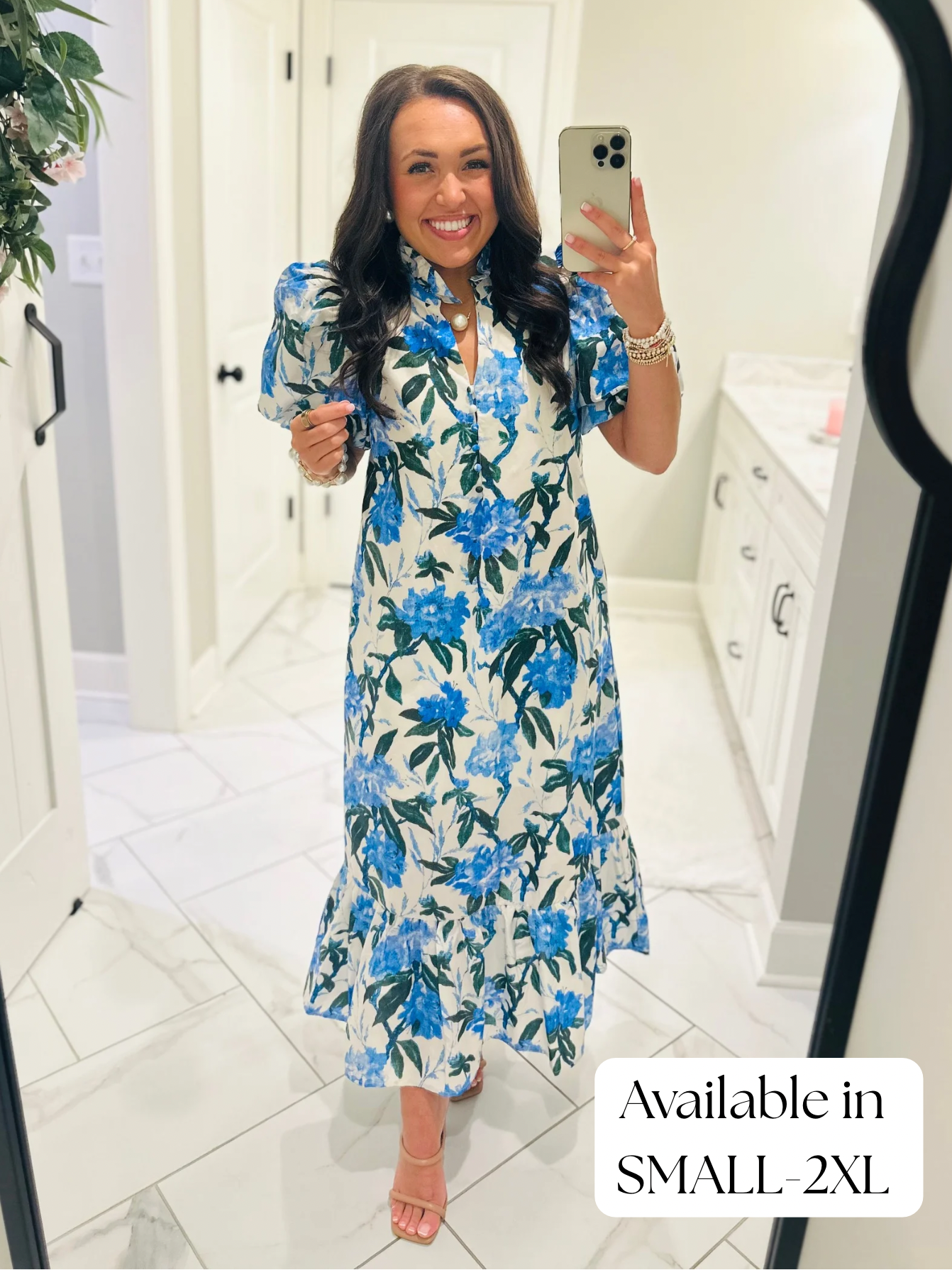 The Jane Blue Floral Midi Dress
