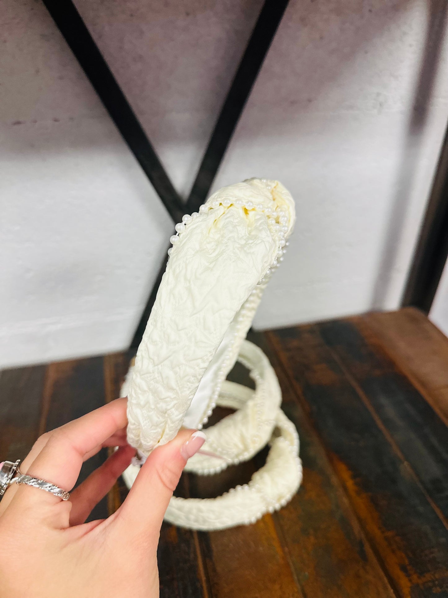 The Elegant Cream Knot Pearl Embellished Headband