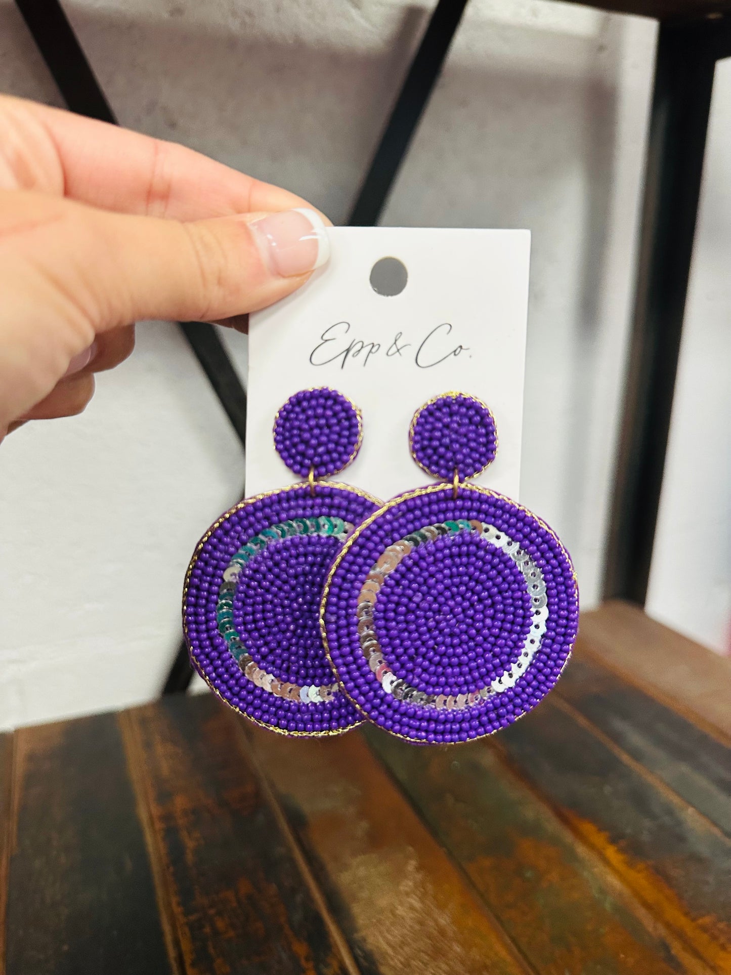 Purple Disc Drop Earring