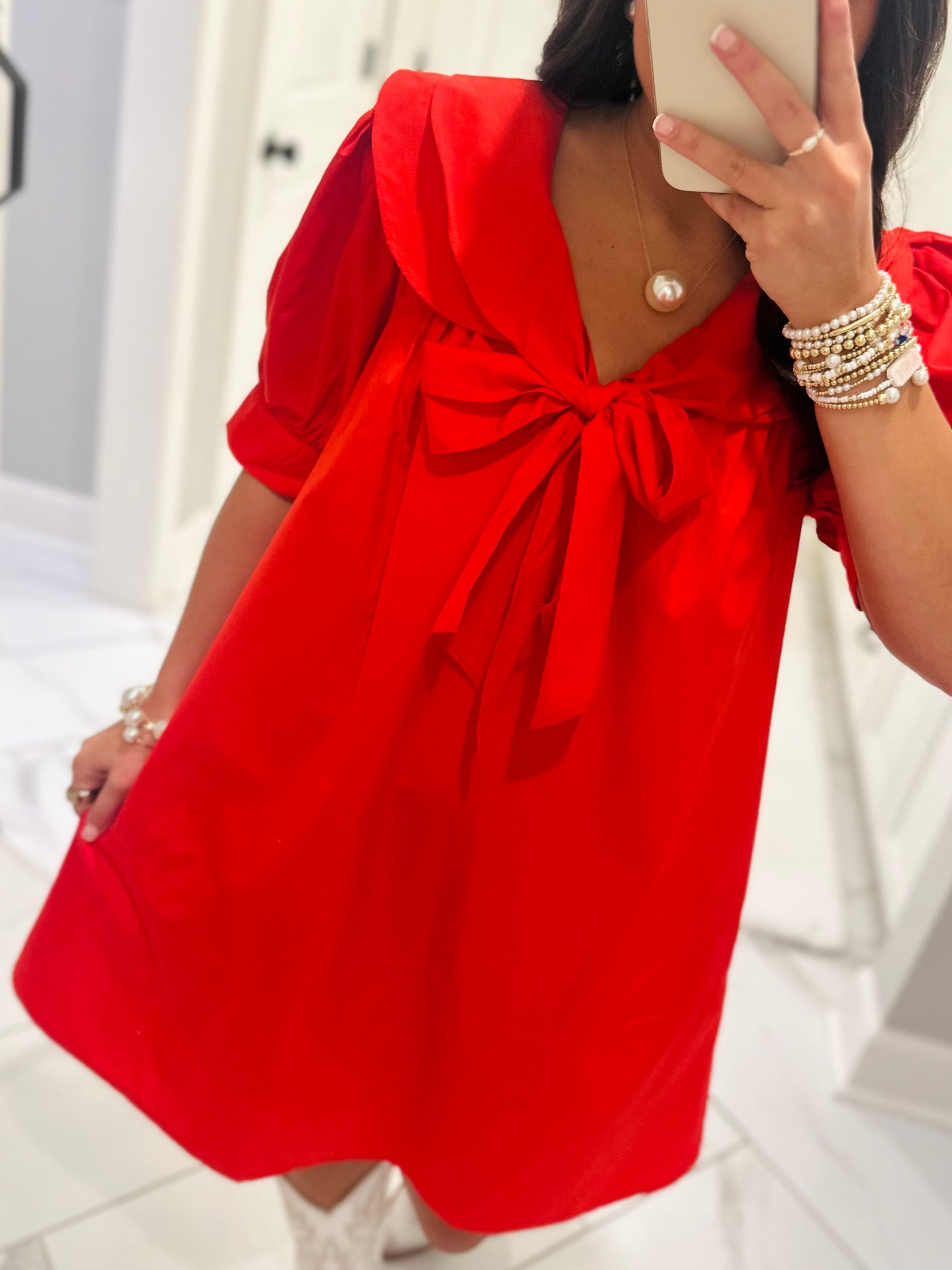 The Emmy Red Bow Dress