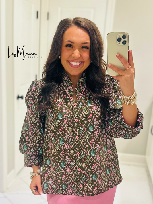 The Lilah Brown Floral Top