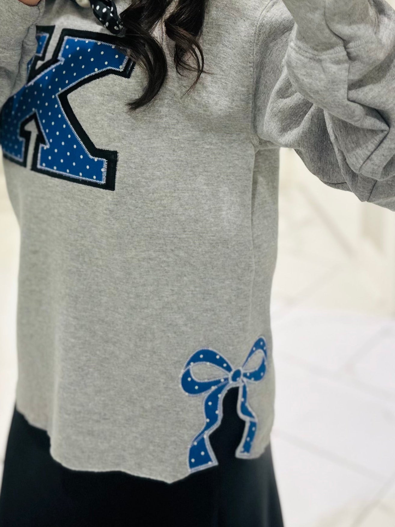 The Kentucky Polka Dot Embroidered Bow Side Sweatshirt