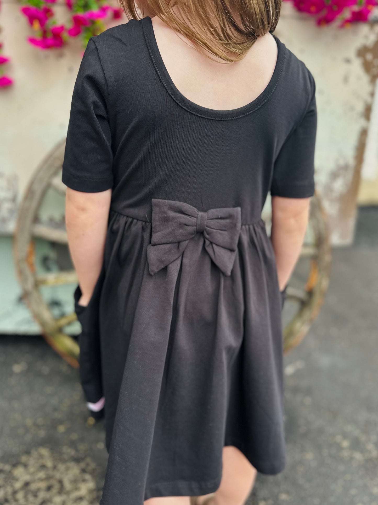 The Girls Black Bow Dress