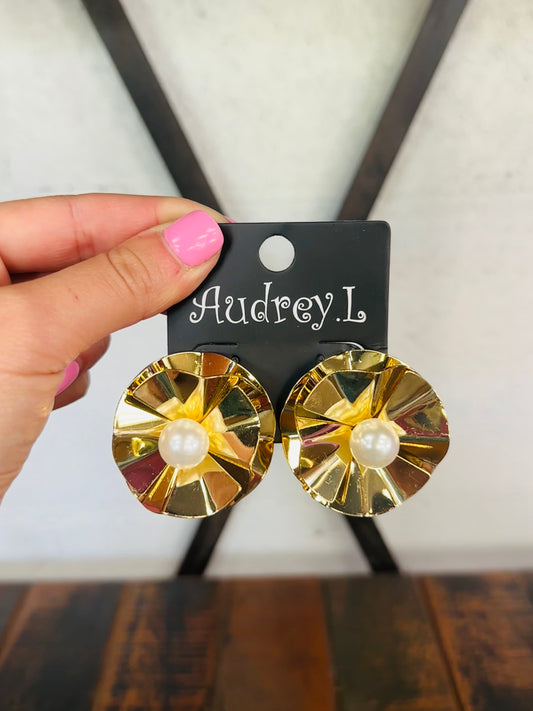 Pearl Stud Metal Statement Earring