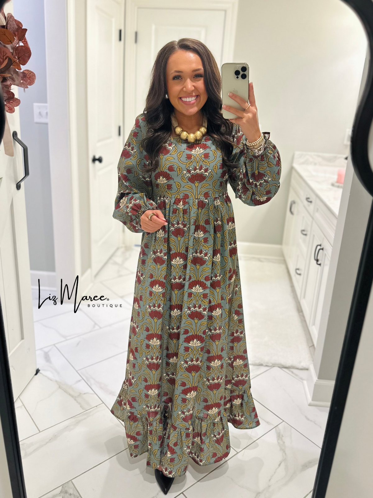 The Bryley Burgundy Floral Maxi Dress