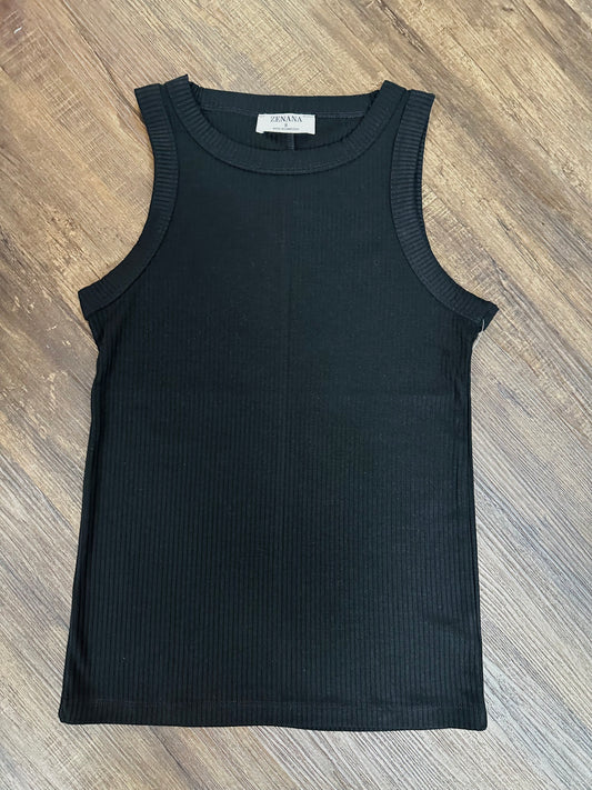 Black Ribbed Tank Top