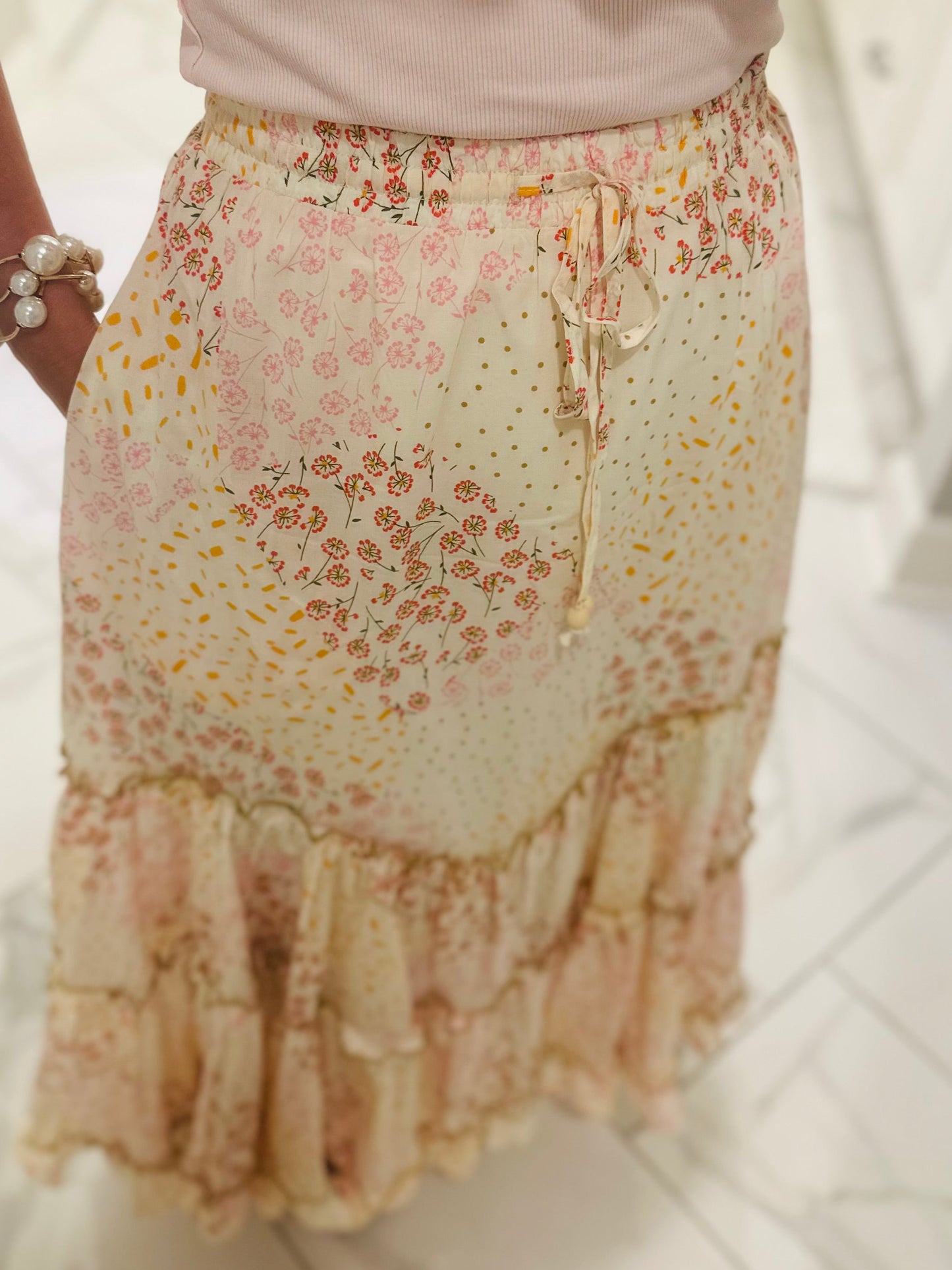 The Magnolia Floral Print Tiered Maxi Skirt