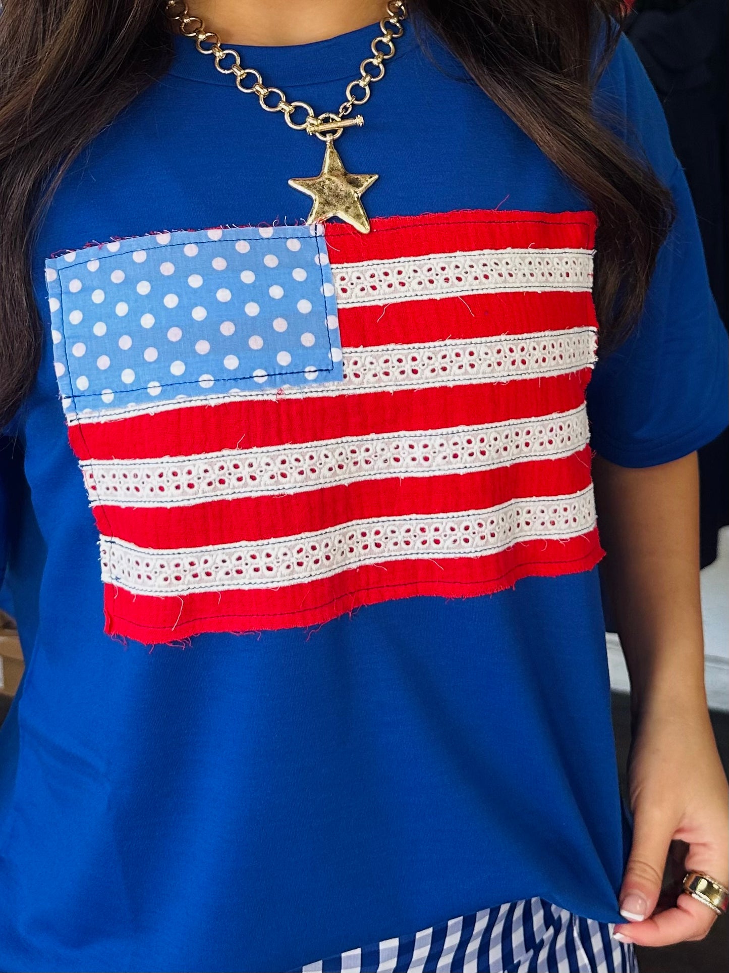 The Sweet Land of Liberty American Flag Applique Tee