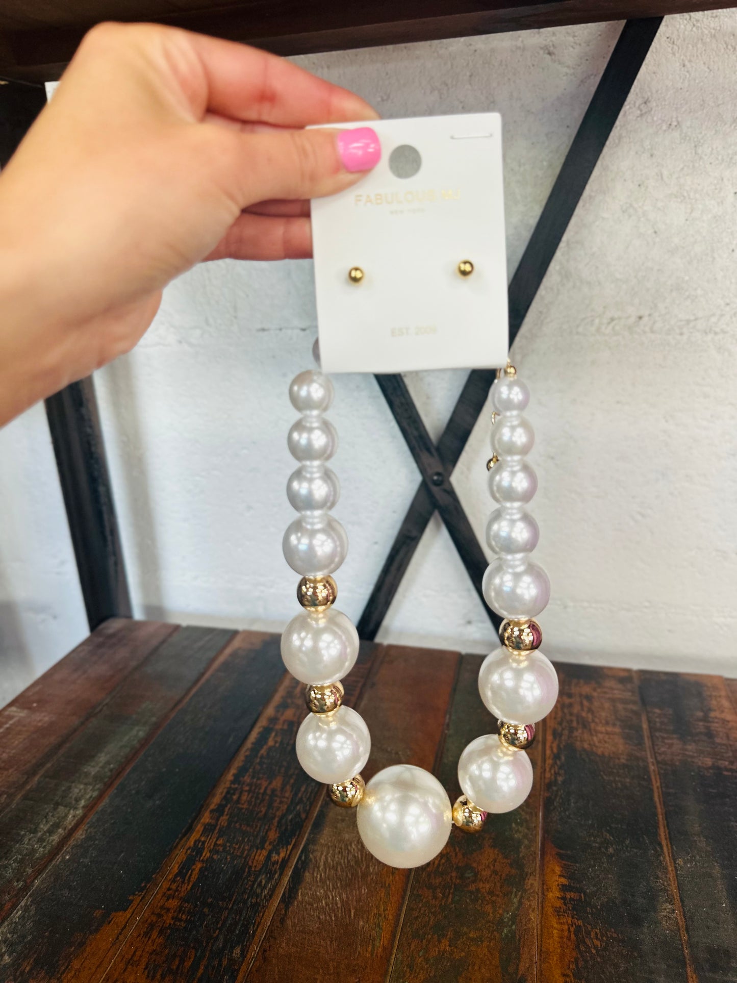 The Pearl + Gold Bold Beaded Statement Necklace