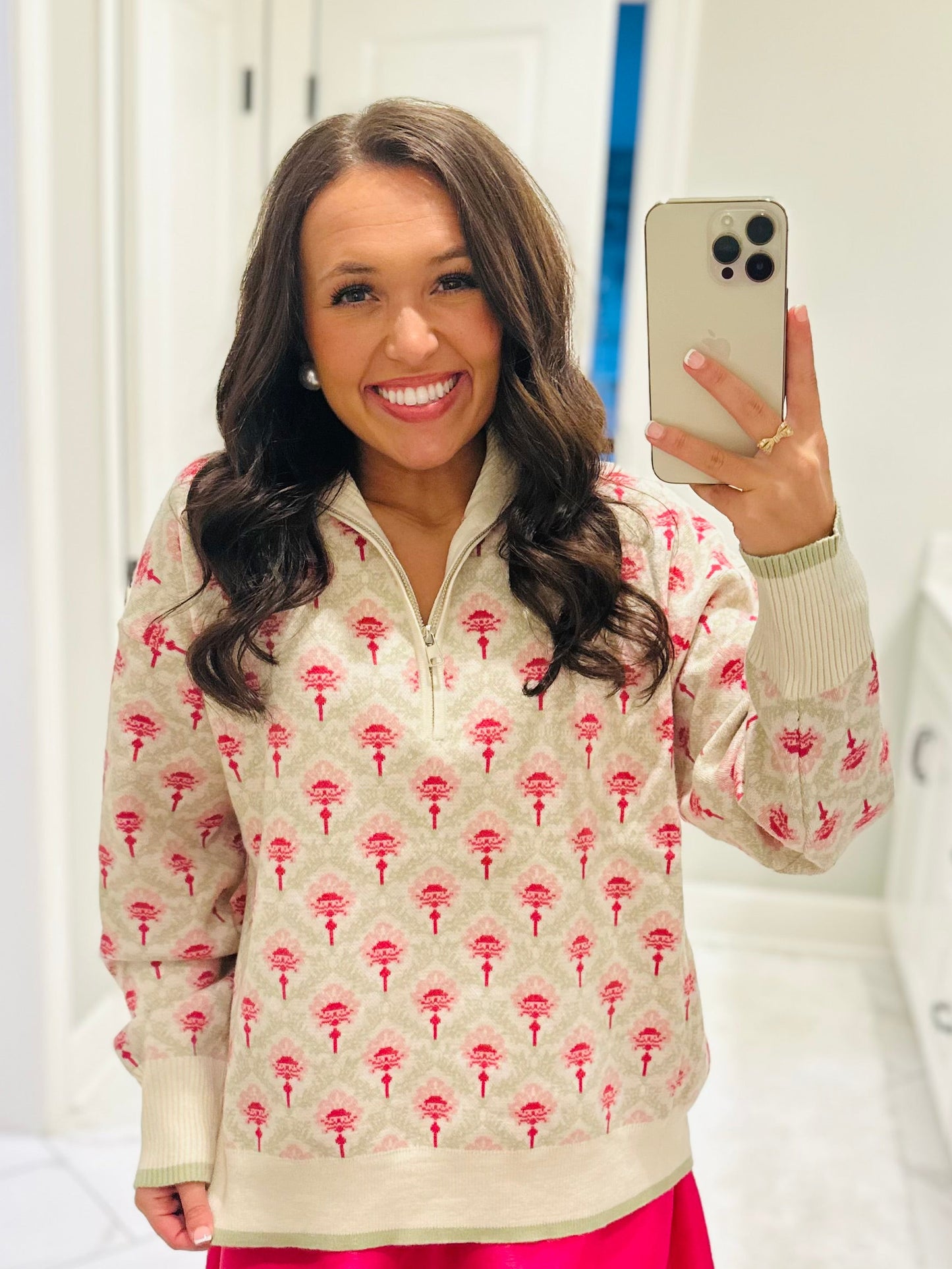 The Oakley Floral Half Zip Pullover