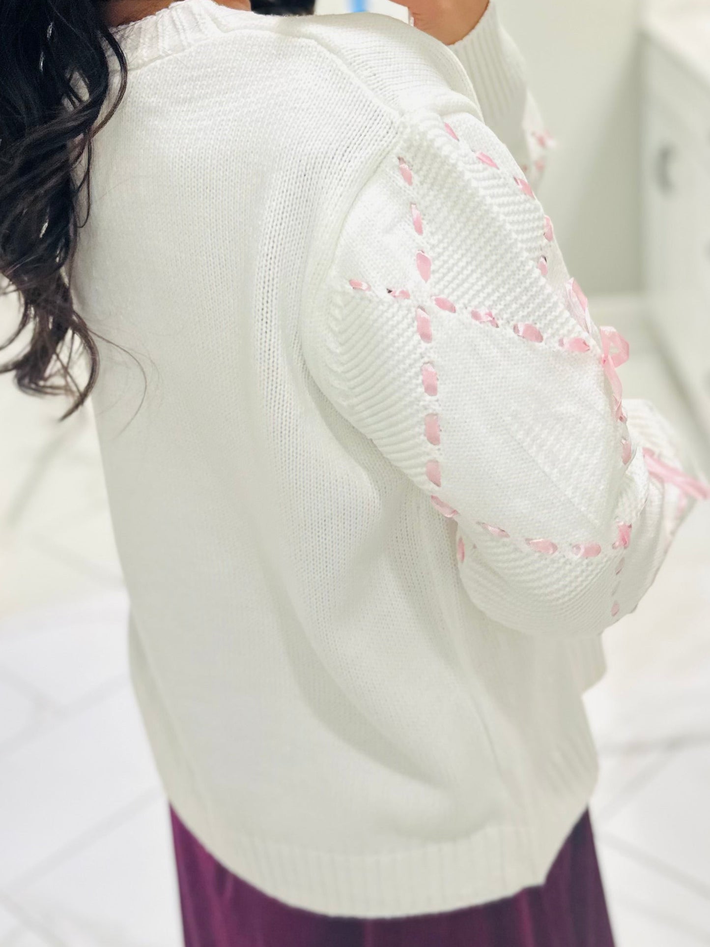 The Alisa Satin Ribbon Sleeve Cardigan