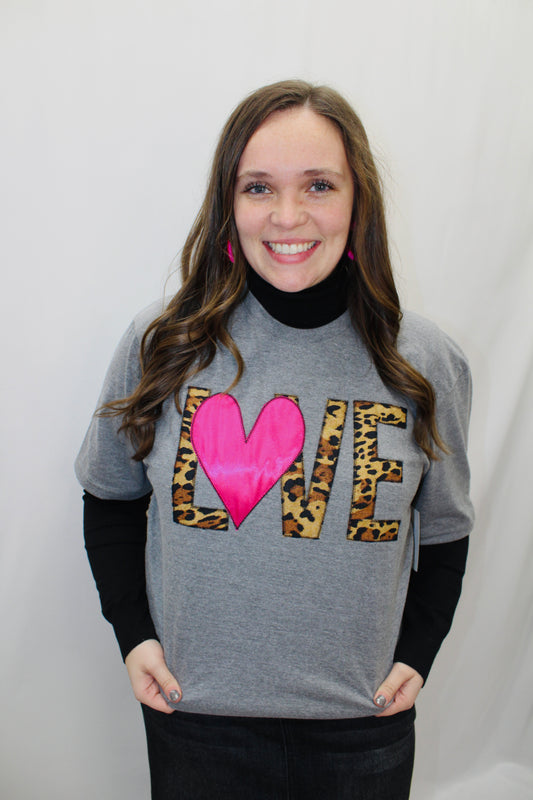 Valentine Love Heart Embroidered tee