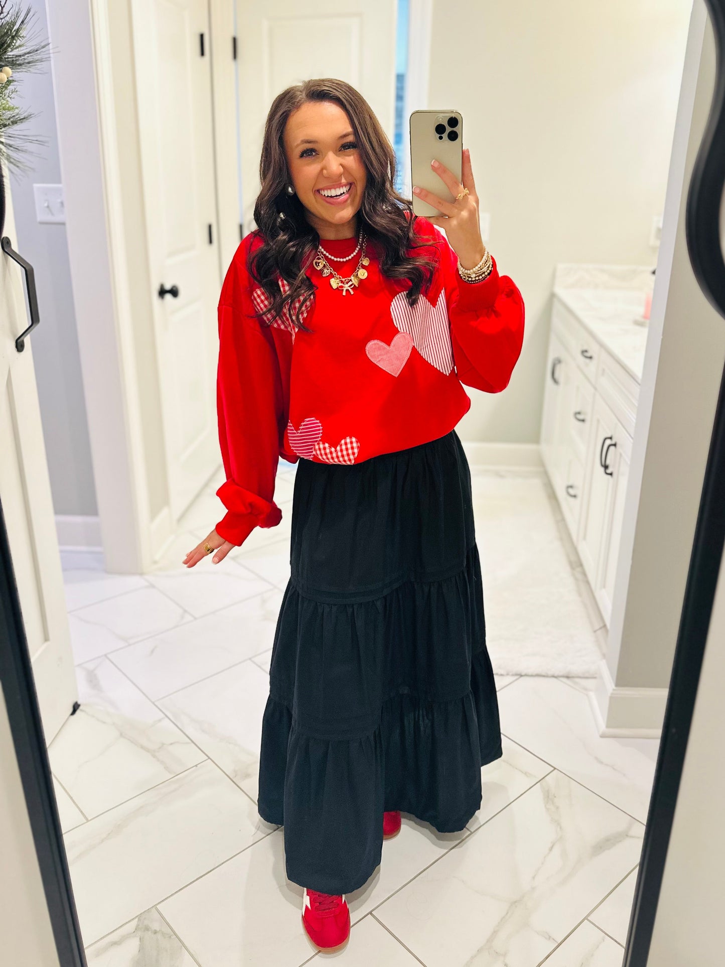 The All the Love Red Heart Patchwork Sweatshirt