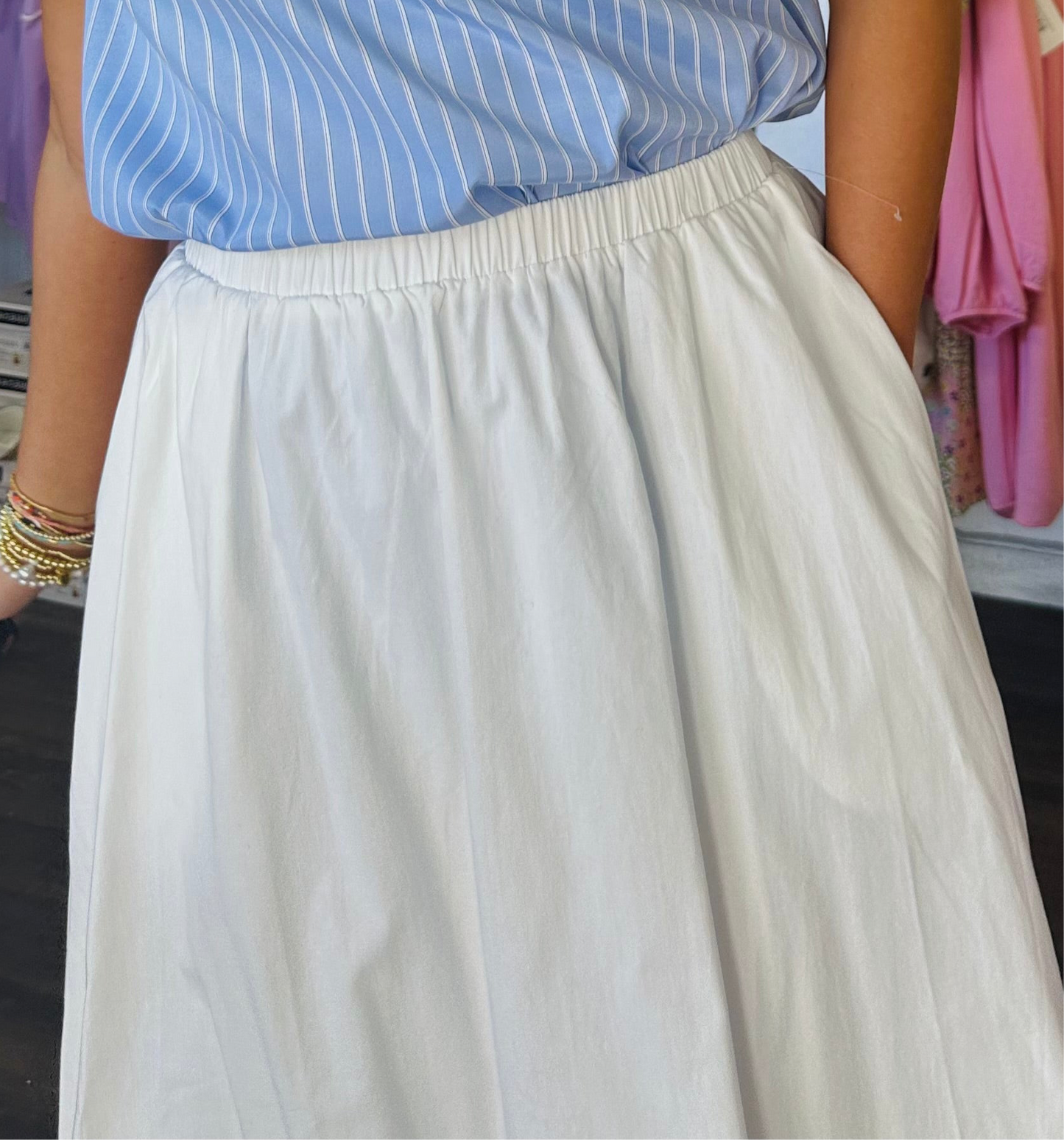 The White Poplin Maxi Skirt