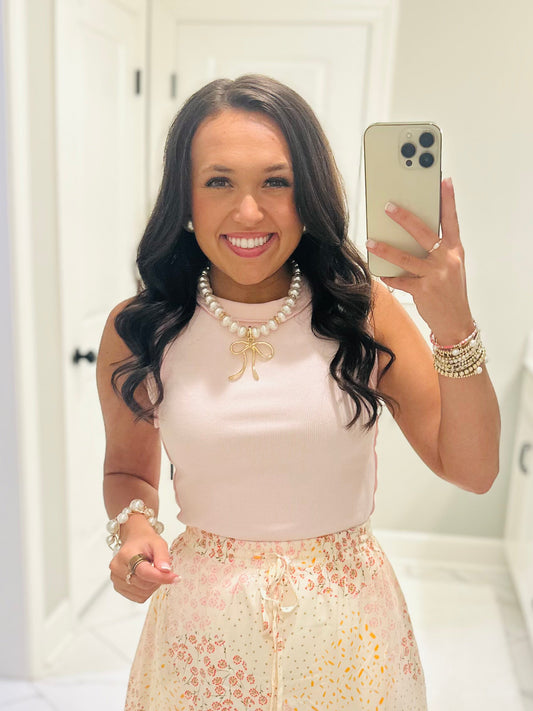 The Ellie Baby Pink Seam Detail Tank Top