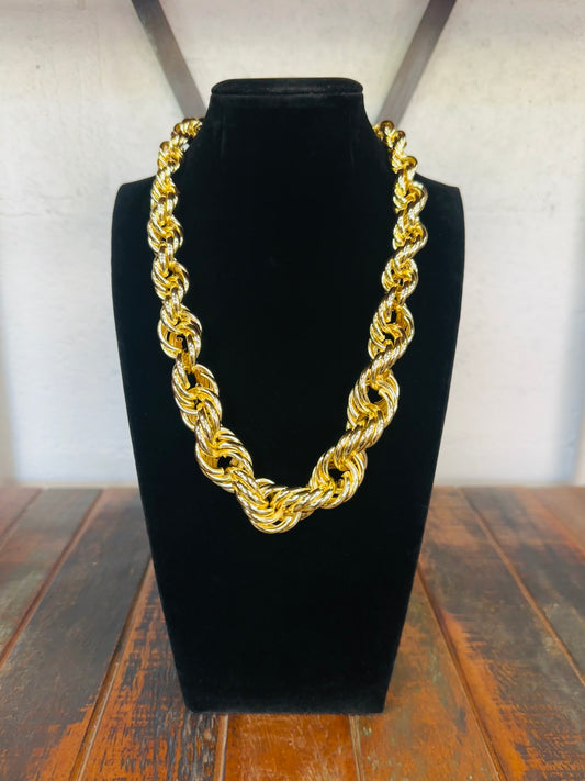 Gold Graduated Twist Rope Necklace