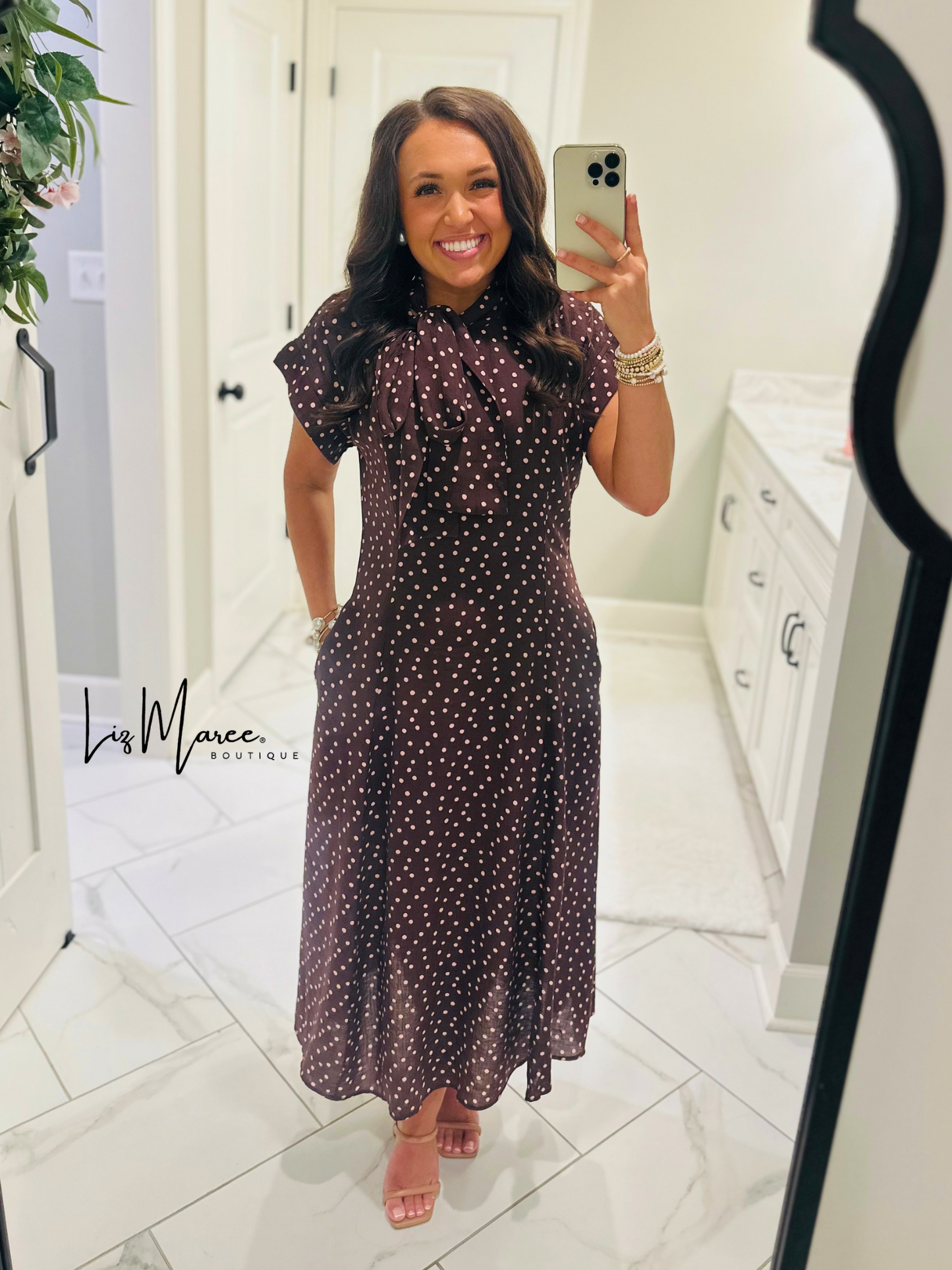 The Margo Burgundy Polka Dot Midi Dress