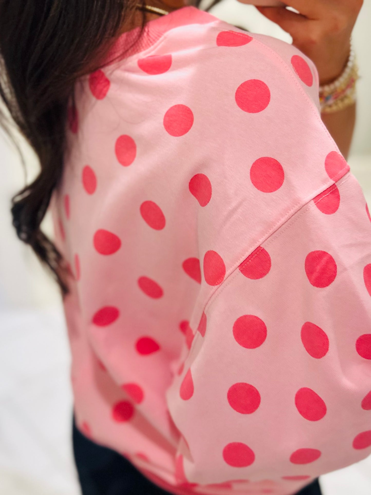 The Ainsley Pink Polka Dot Top