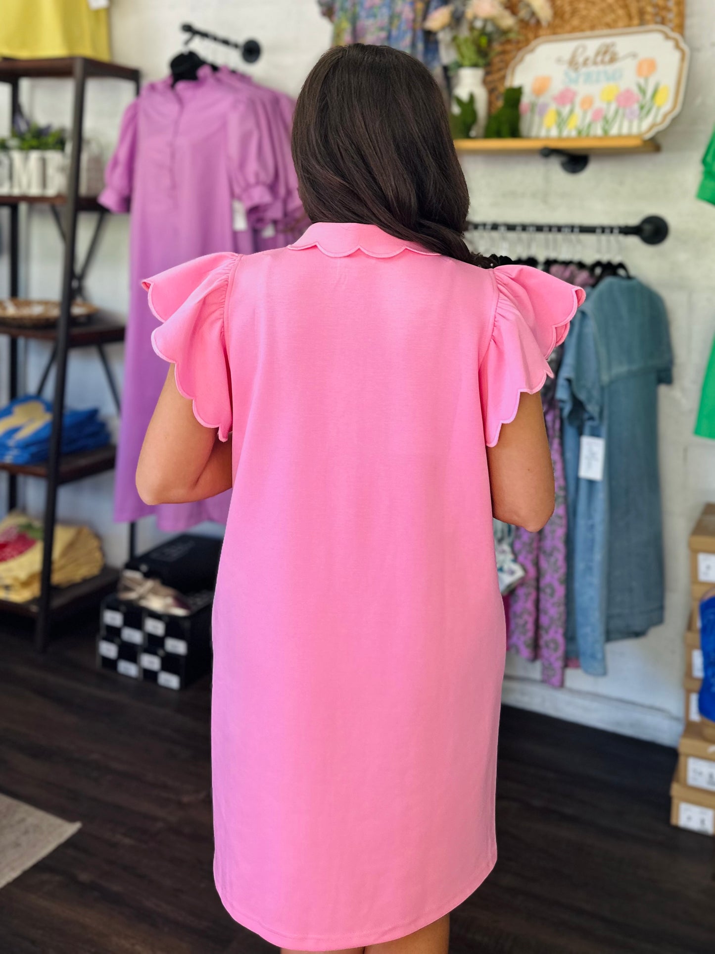 The Gia Pink Scallop Dress