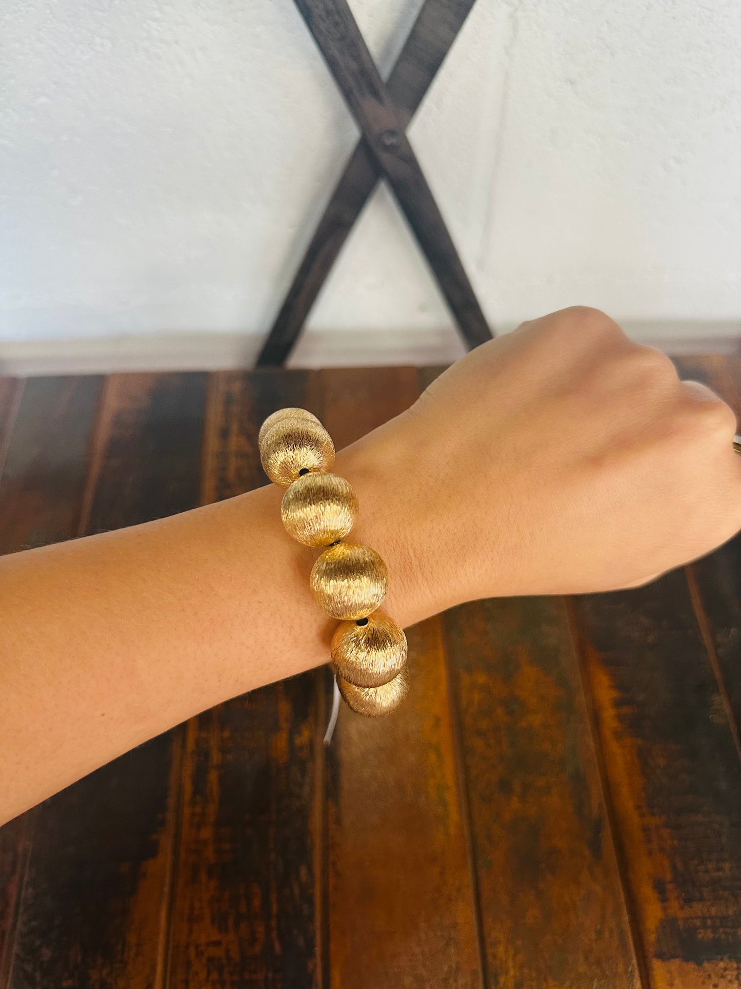 Brushed Gold Big Ball Statement Bracelet