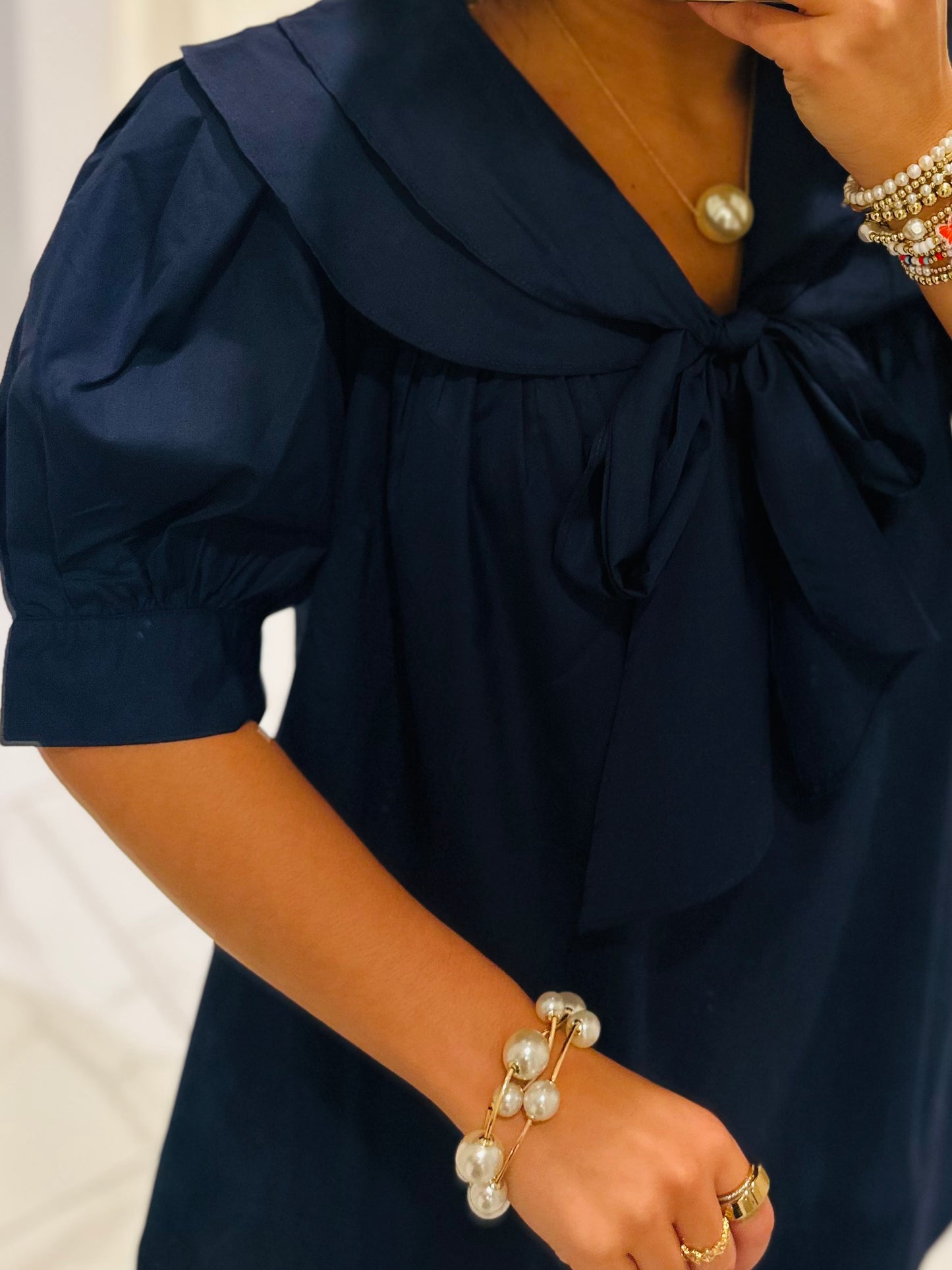 The Emmy Navy Bow Dress