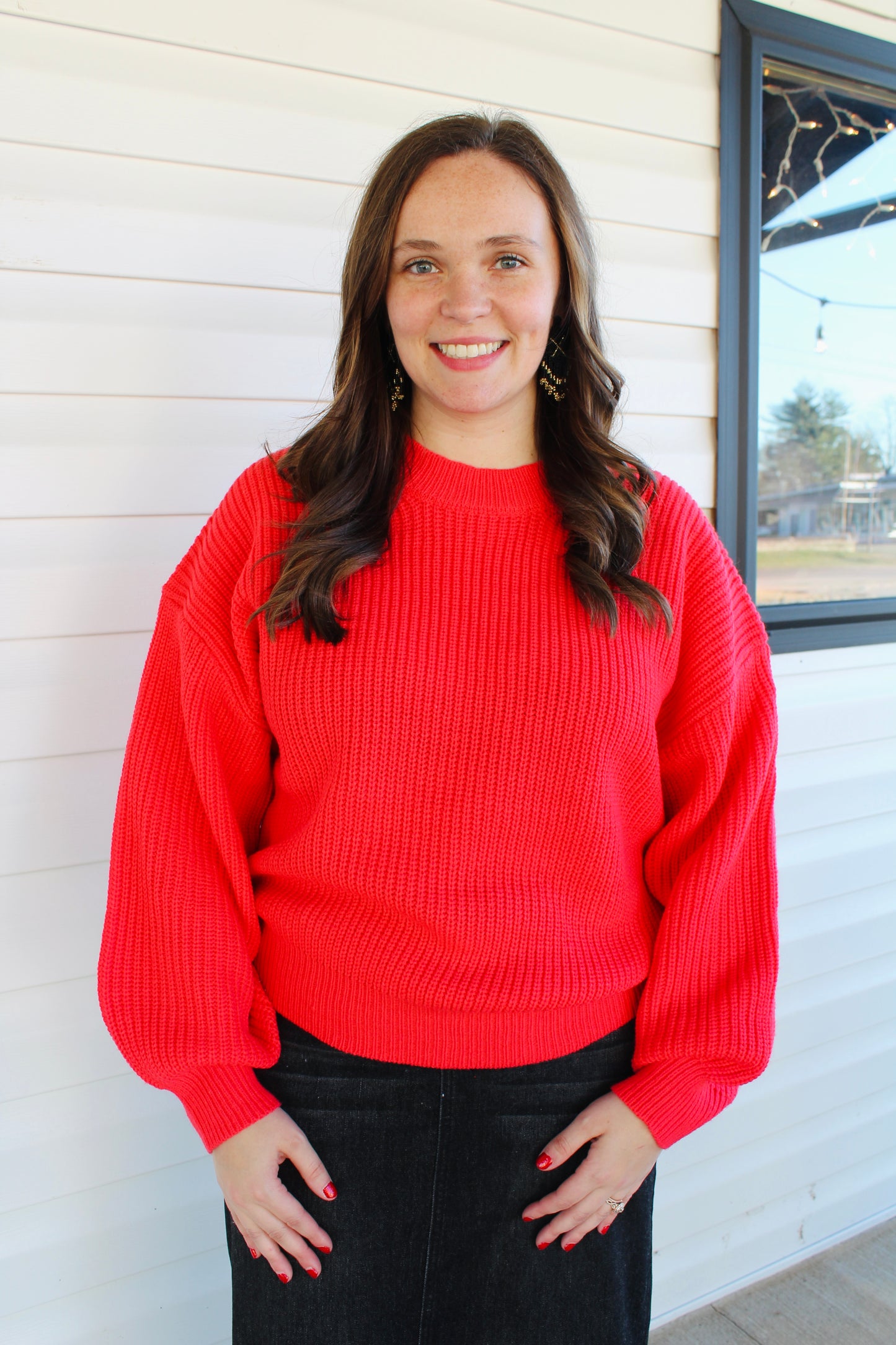 Red Cable Knit Sweater