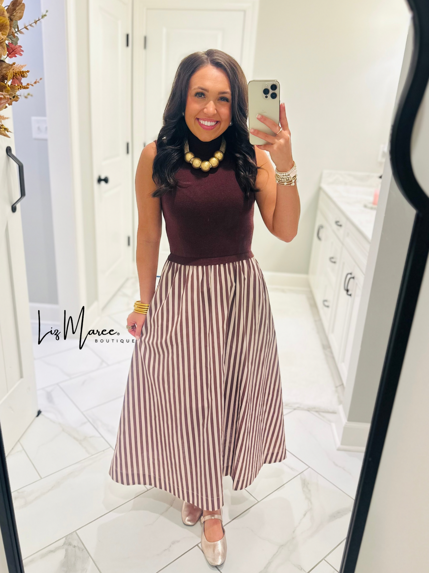 The Hartley Brown Sleeveless Midi Dress