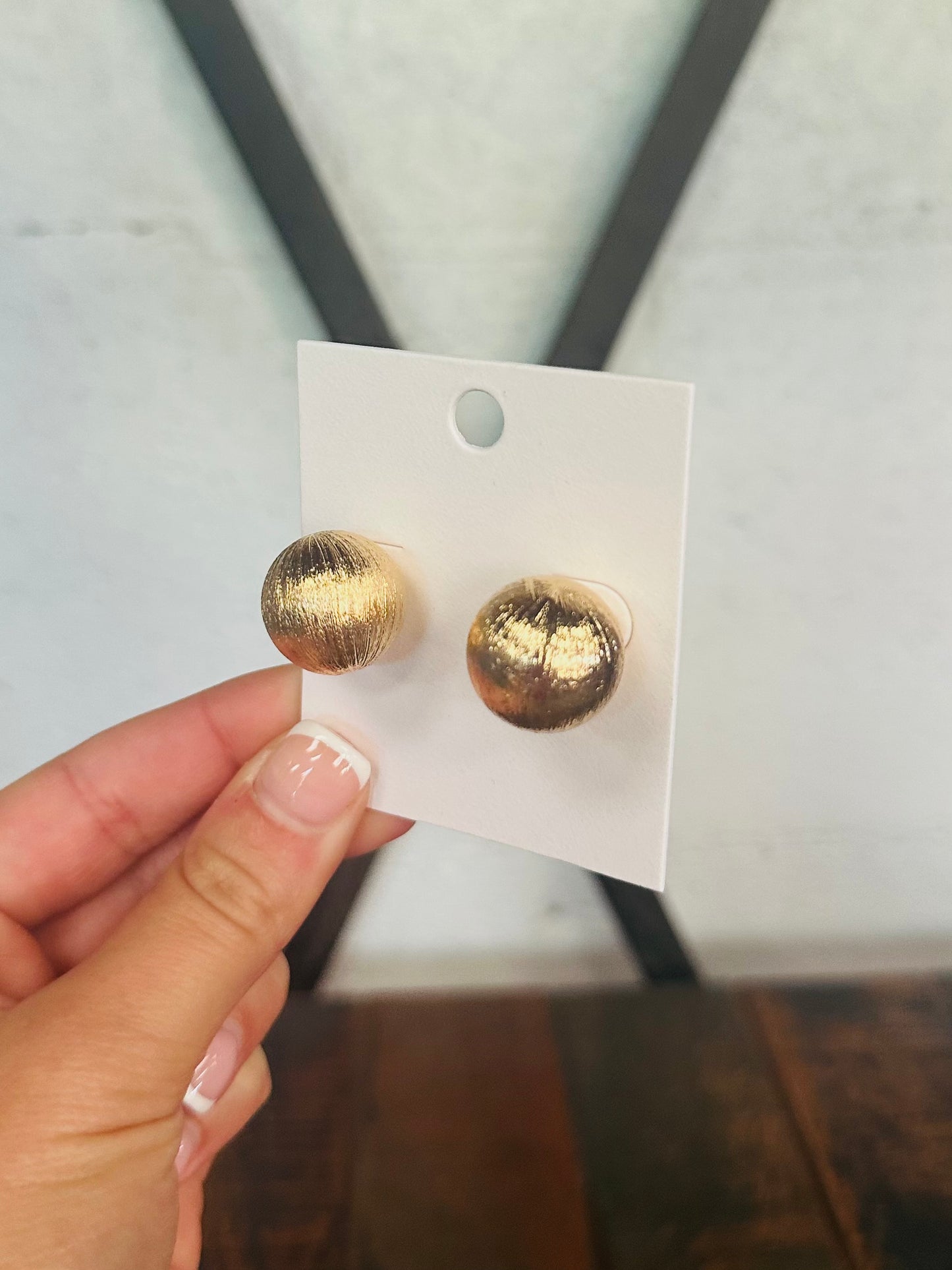 Brushed Gold Big Ball Stud Earring