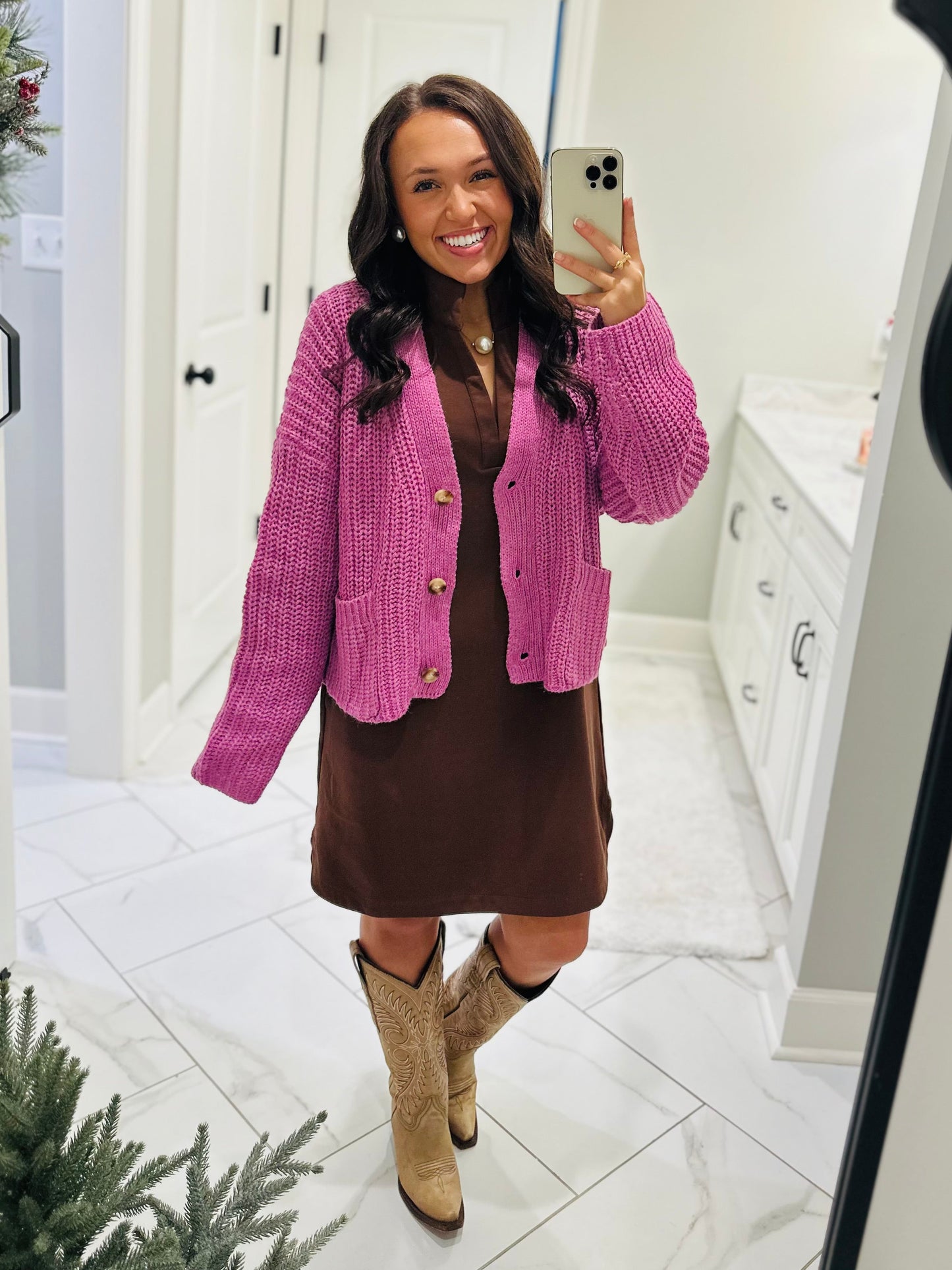 The Brooke Orchid Ribbed Oversized Cardigan