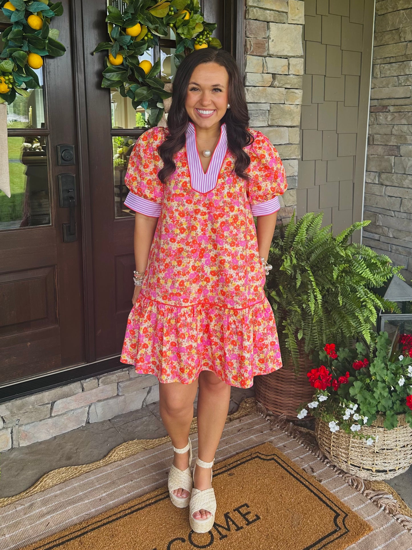The Maree Pink + Orange Floral Dress