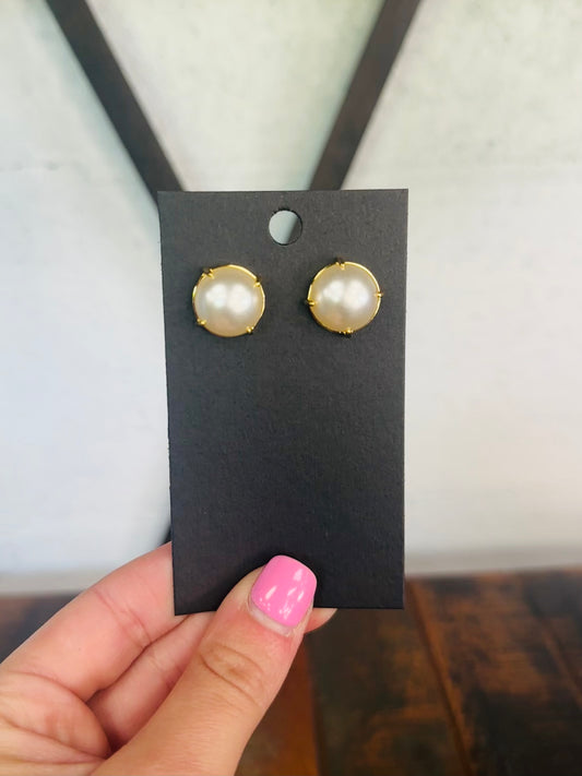 18K Gold Plated Pearl Stud Earring