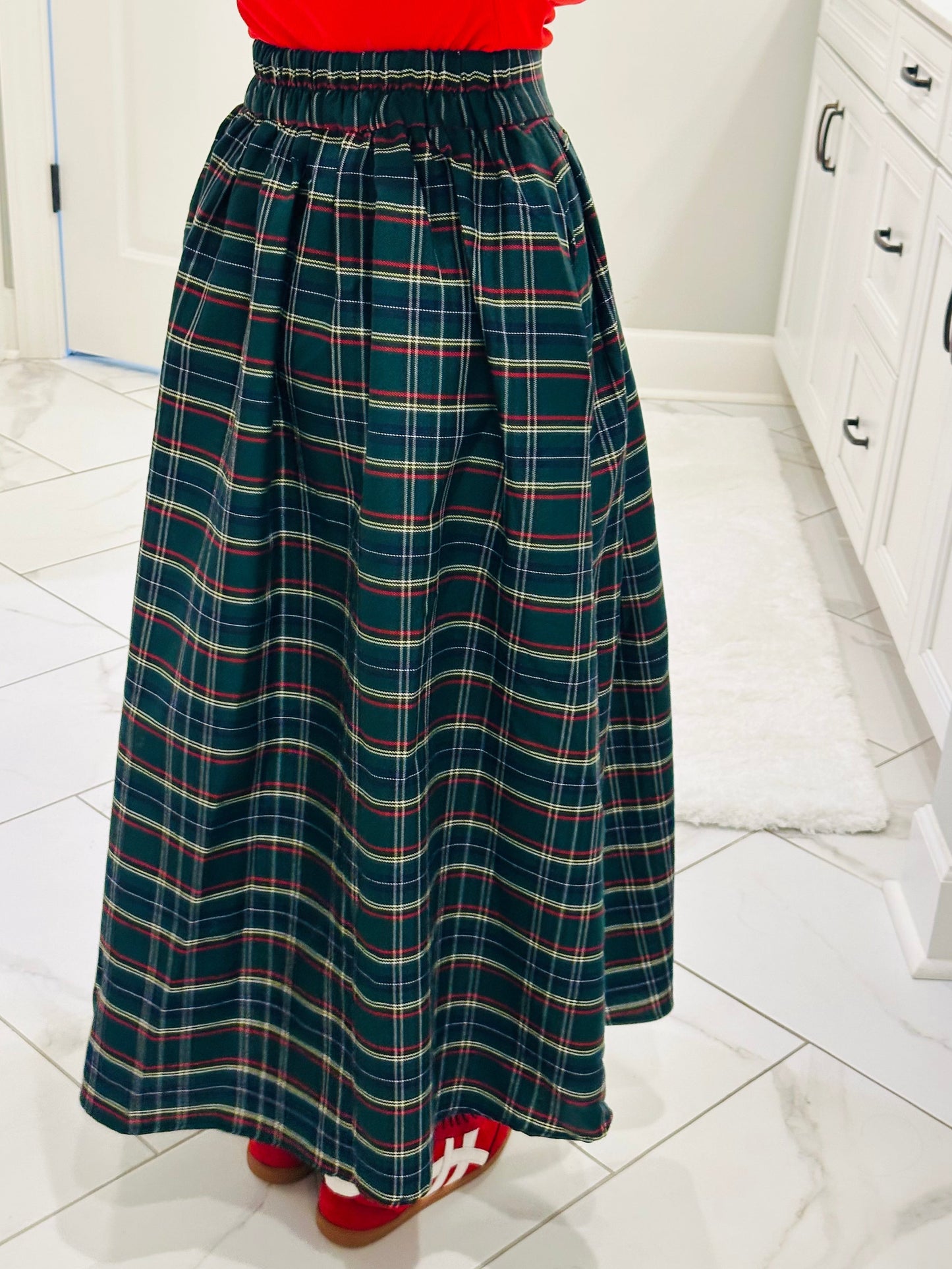 The Tinsley Green Plaid Midi Skirt
