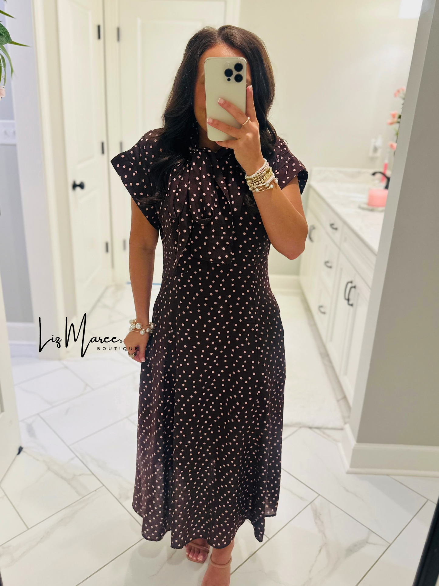 The Margo Burgundy Polka Dot Midi Dress