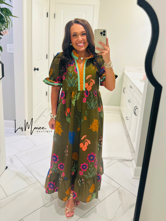 The Mattie Brown Floral Midi Dress