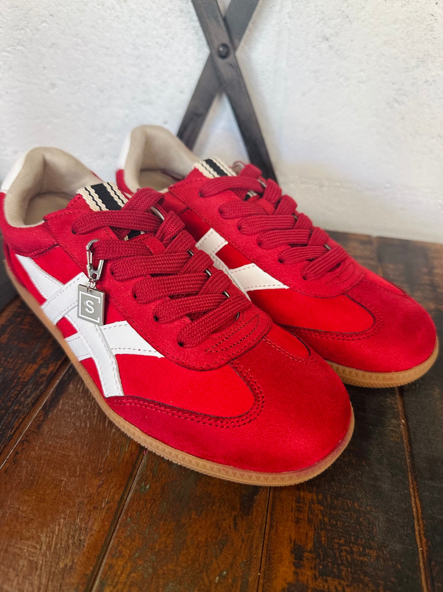 The Sasha Red Suede Sneaker
