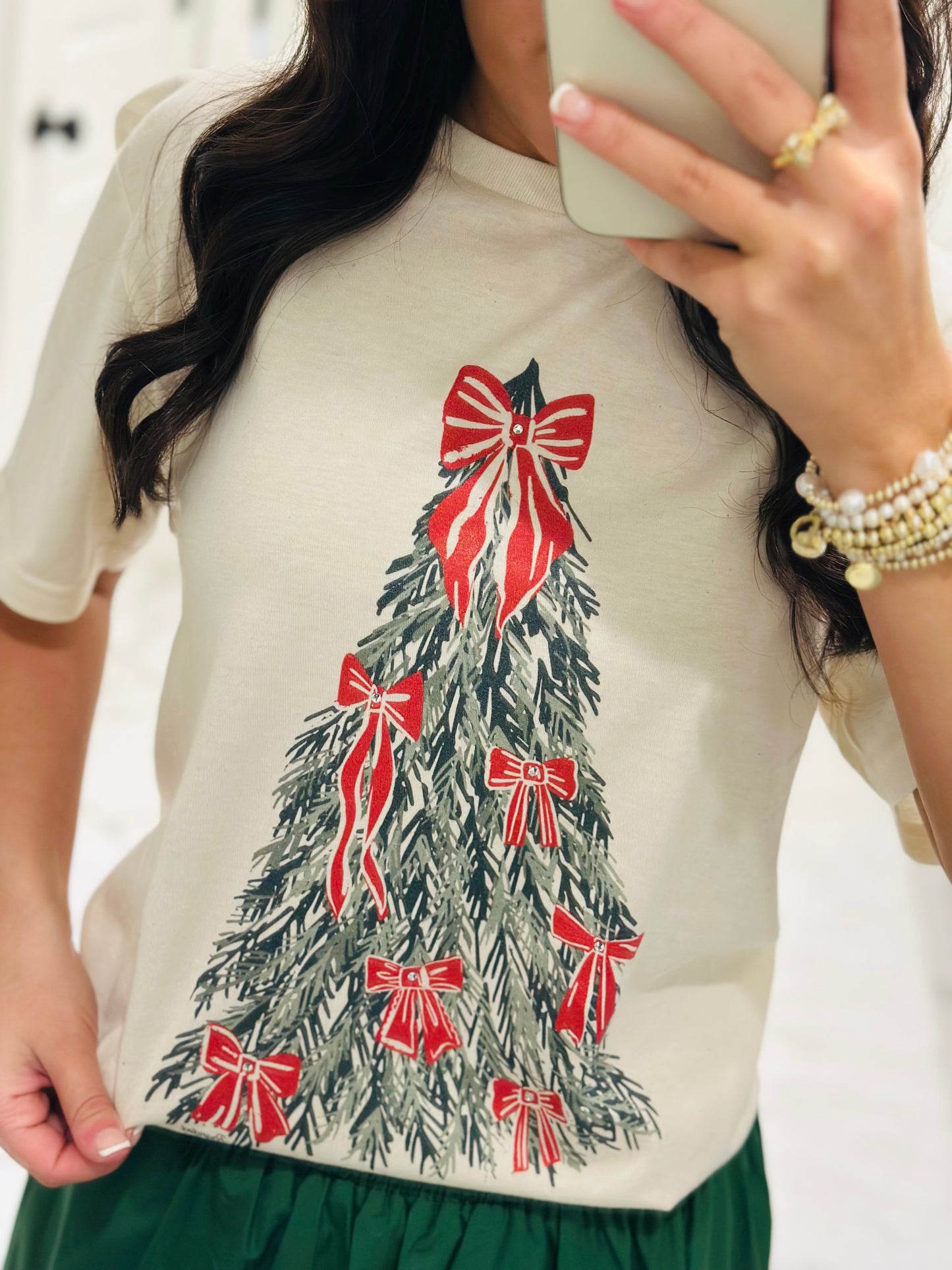 The Watercolor Bow Christmas Tree Tee