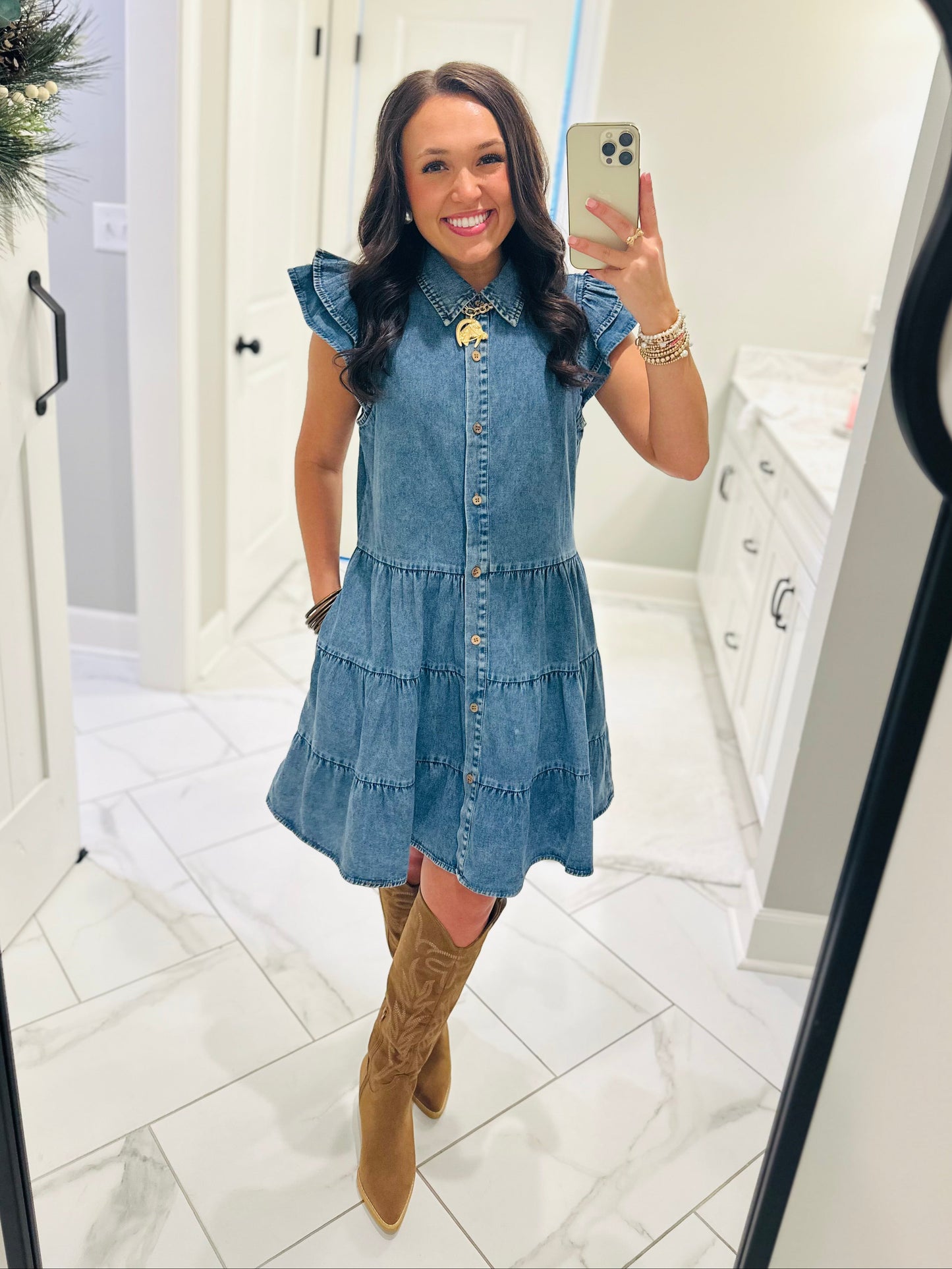 The Payton Denim Tiered Dress