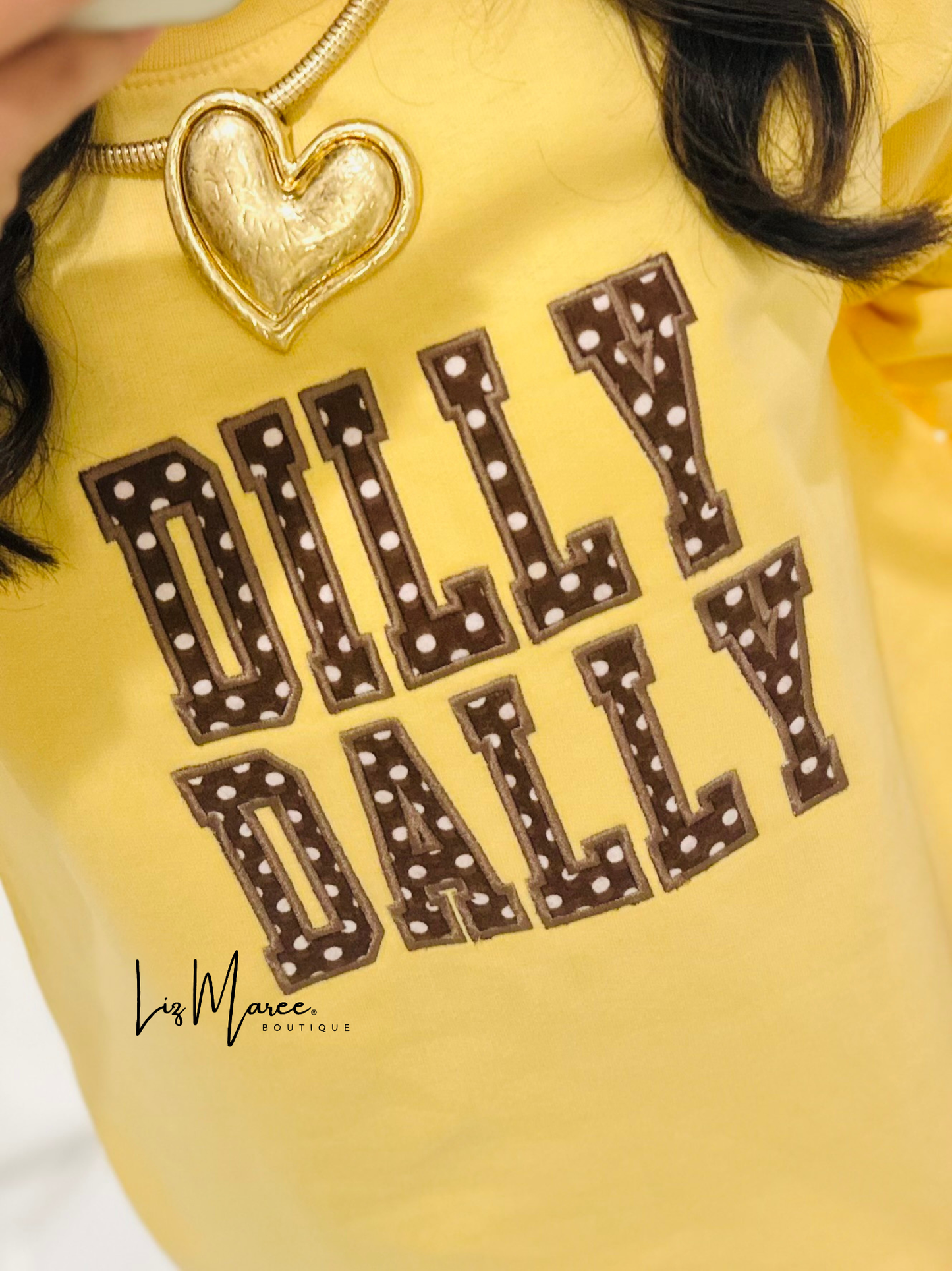 The Dilly Dally Polka Dot Embroidered Crewneck