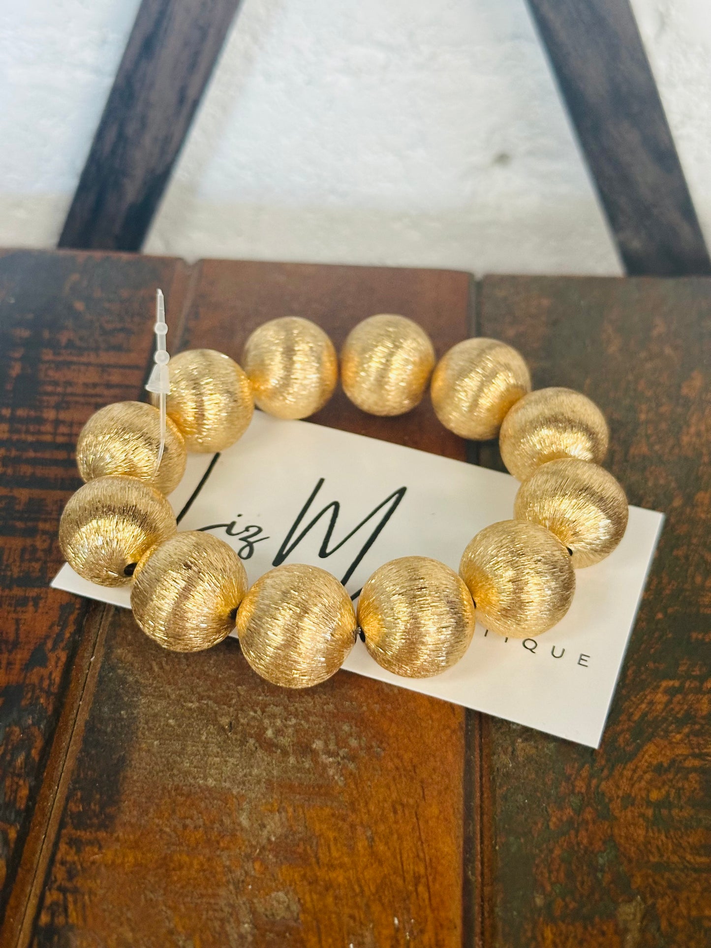 Brushed Gold Big Ball Statement Bracelet