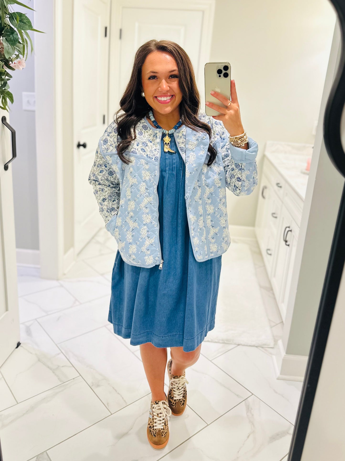 The Amelia Blue Floral Quilted Jacket
