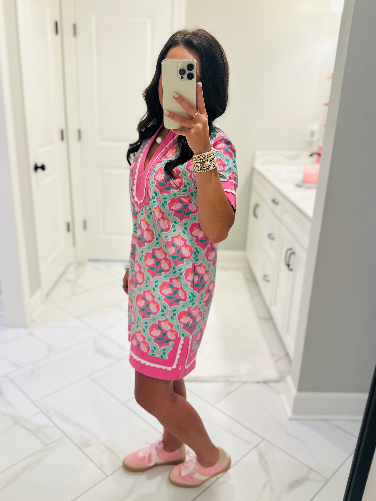 The Emma Pink Floral Shift Dress