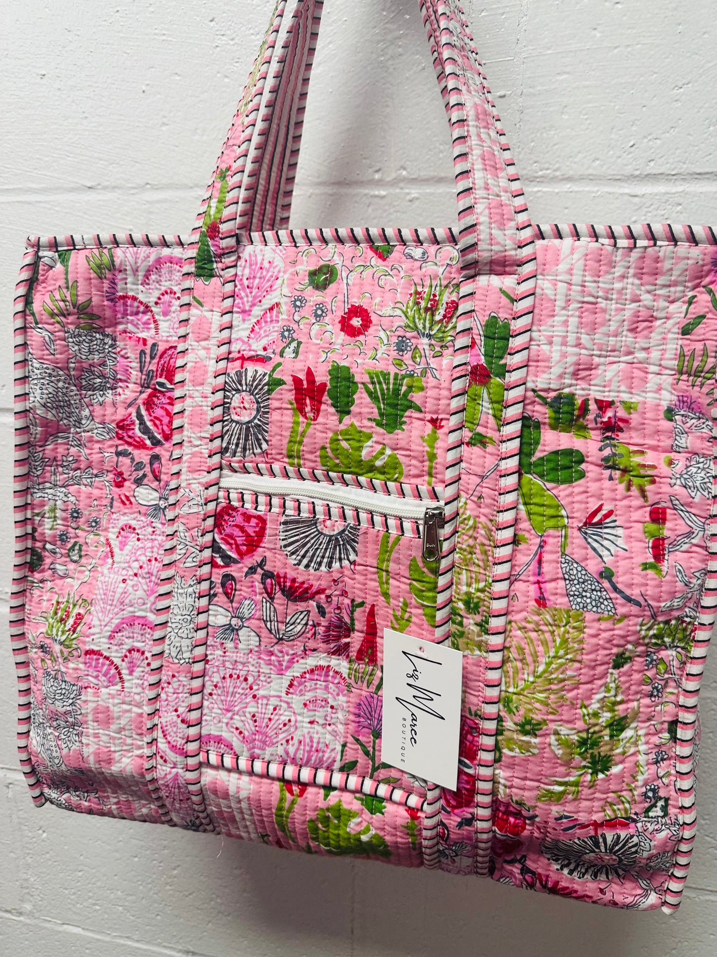 The Baby Pink Patchwork Quilted Tote Bag