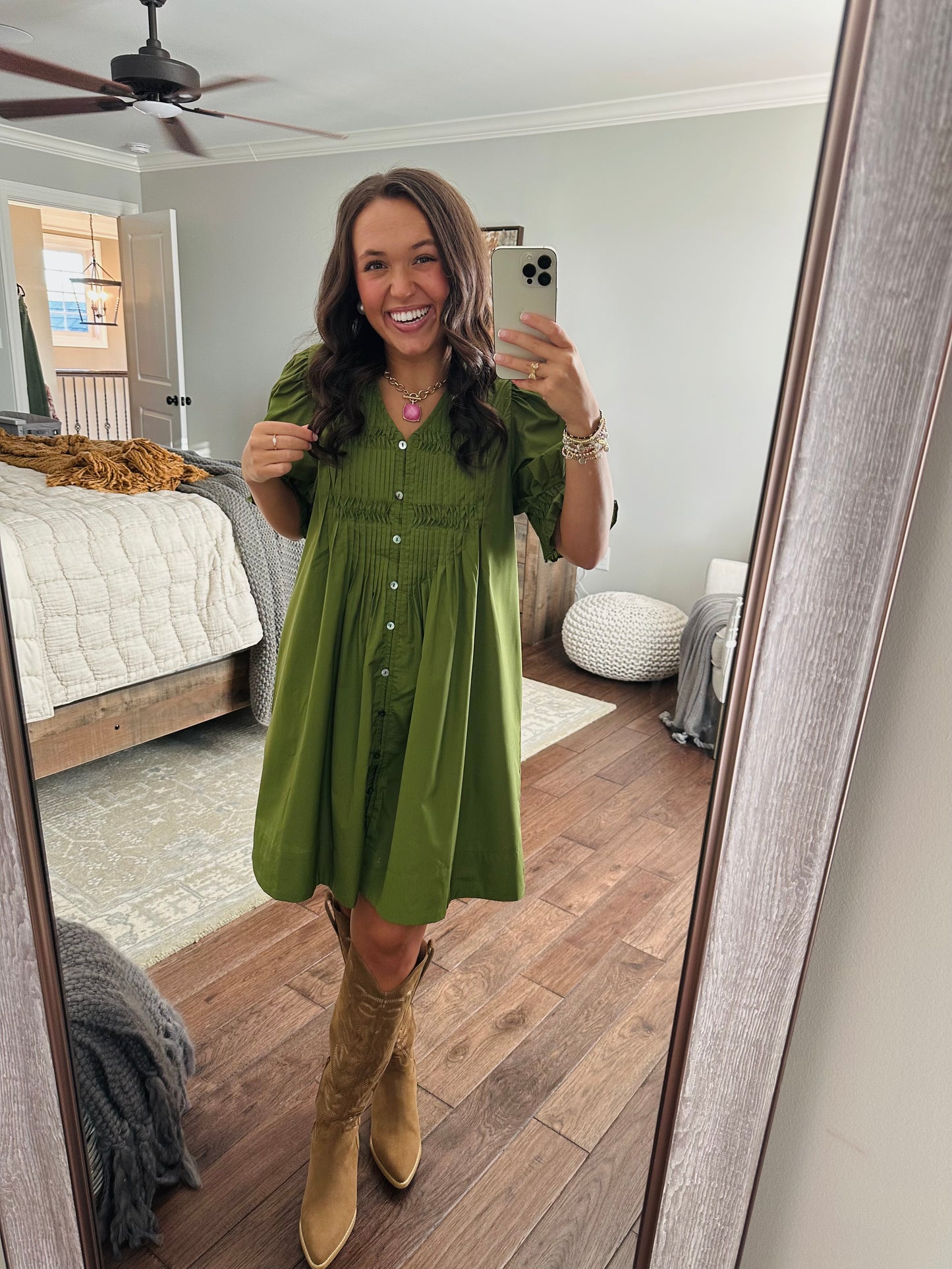 The Willow Olive Green Dress