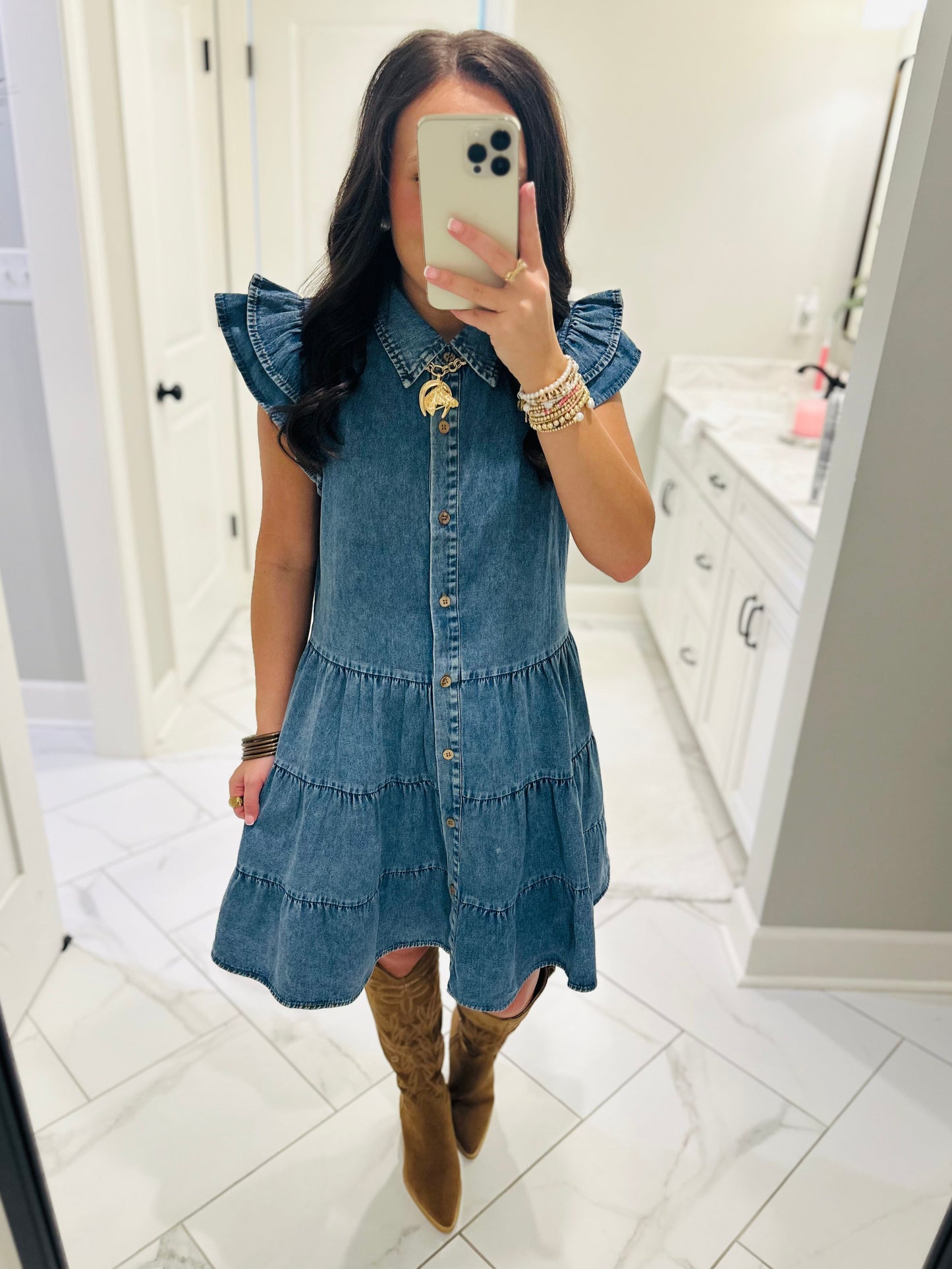 The Payton Denim Tiered Dress